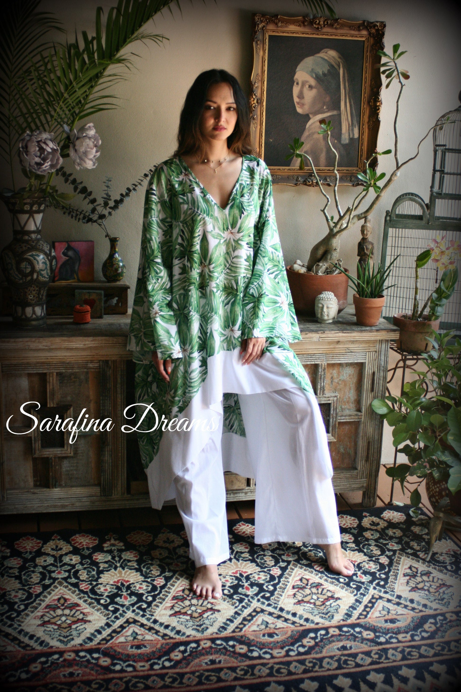 100% Cotton Tunic Pajama Tropical Bridal Cotton Sleepwear Cotton Nightgown Lounge Pajama Cruise Wear Honeymoon Cotton Lingerie