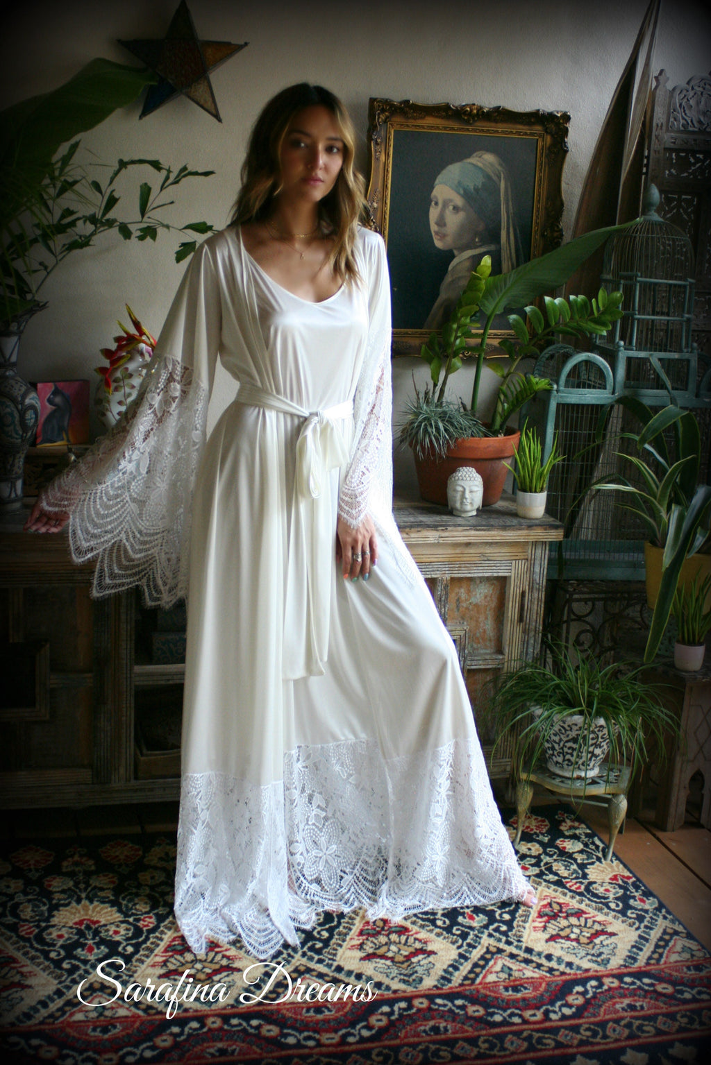 Bridal Satin And Lace Robe Wedding Sleepwear Bridal Robe Lingerie Wedding Lingerie Lace Sleepwear Honeymoon Kimono Lingerie