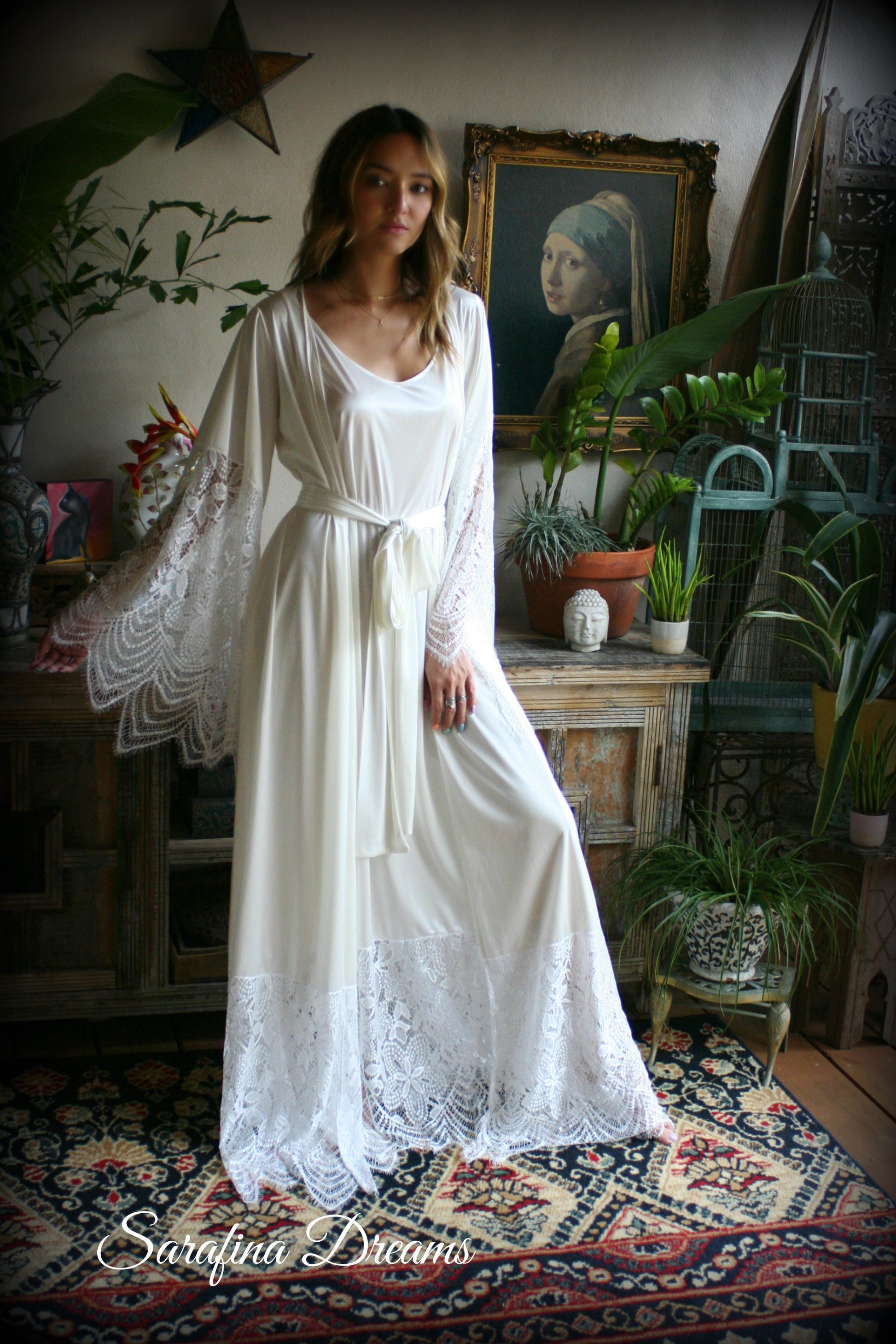 Bridal Satin And Lace Robe Wedding Sleepwear Bridal Robe Lingerie Wedding Lingerie Lace Sleepwear Honeymoon Kimono Lingerie