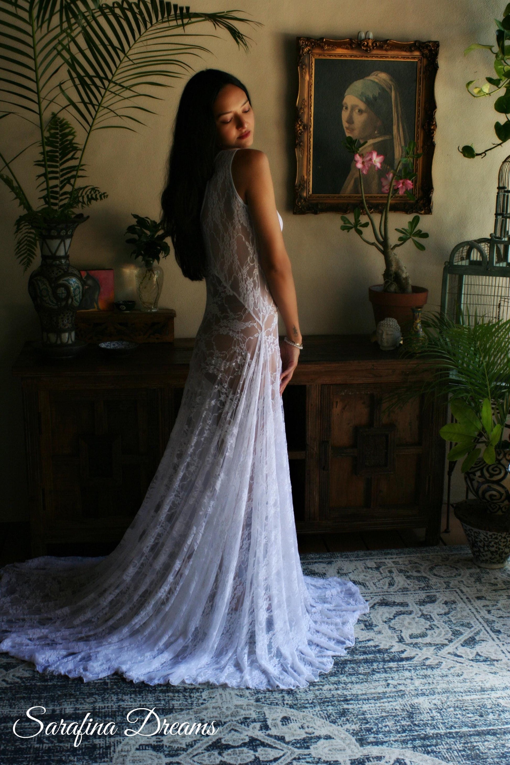 Bridal Lace Nightgown And Robe Set Wedding Peignoir White Lace Bridal Lingerie Wedding Sleepwear Kimono Robe Lace Nightgown Art Deco Bridal