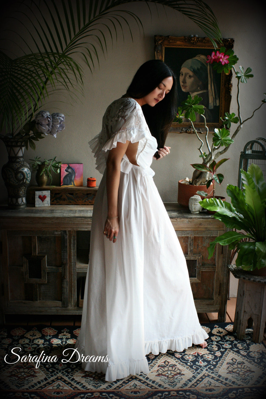 Cotton Nightgown Victorian Cotton Sleepwear Jane Austen Sleepwear Cotton Lingerie Embroidered Lace Cotton Bridal Sleepwear