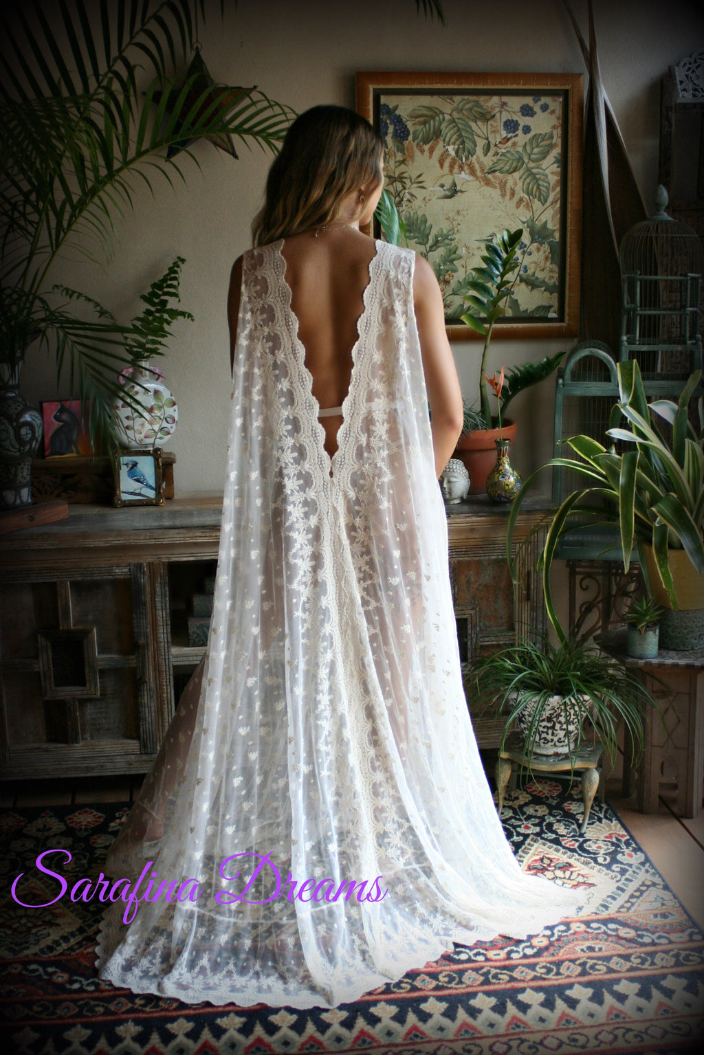 Embroidered Ivory Lace Backless Nightgown Bridal Lingerie Lace Sleepwear Nightgown Bridal Nightgown Wedding Sleepwear Wedding Lingerie