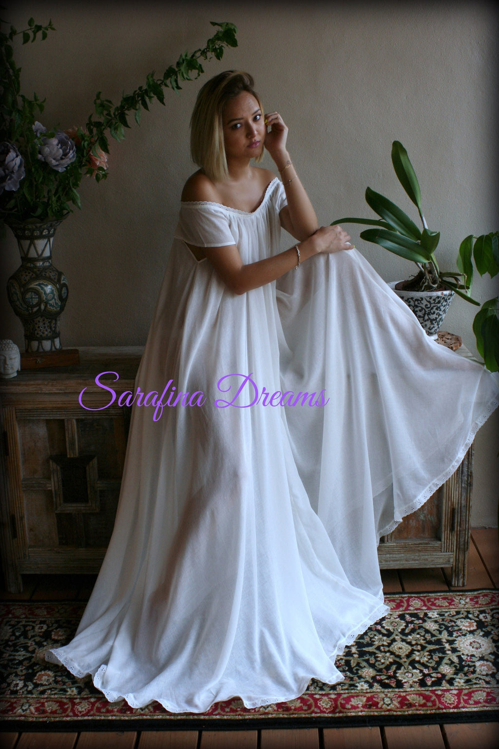 100% Cotton Nightgown Cap Sleeve Jane Austen Full Sweep Lingerie Sleepwear White Cotton Nightgown Cotton Lingerie Honeymoon Cotton Sleepwear