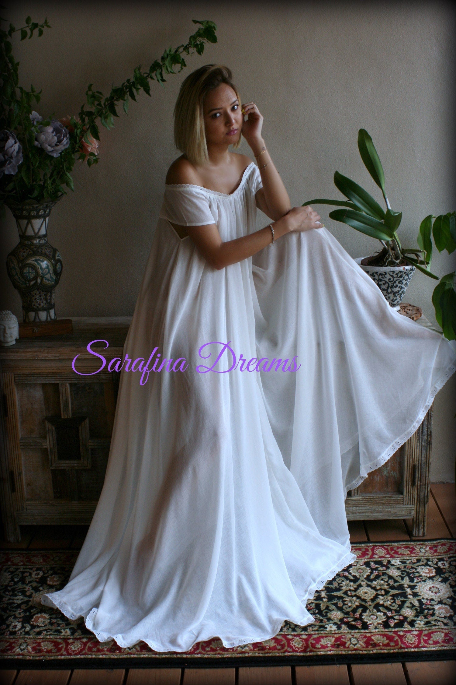 100% Cotton Nightgown Cap Sleeve Jane Austen Full Sweep Lingerie Sleepwear White Cotton Nightgown Cotton Lingerie Honeymoon Cotton Sleepwear