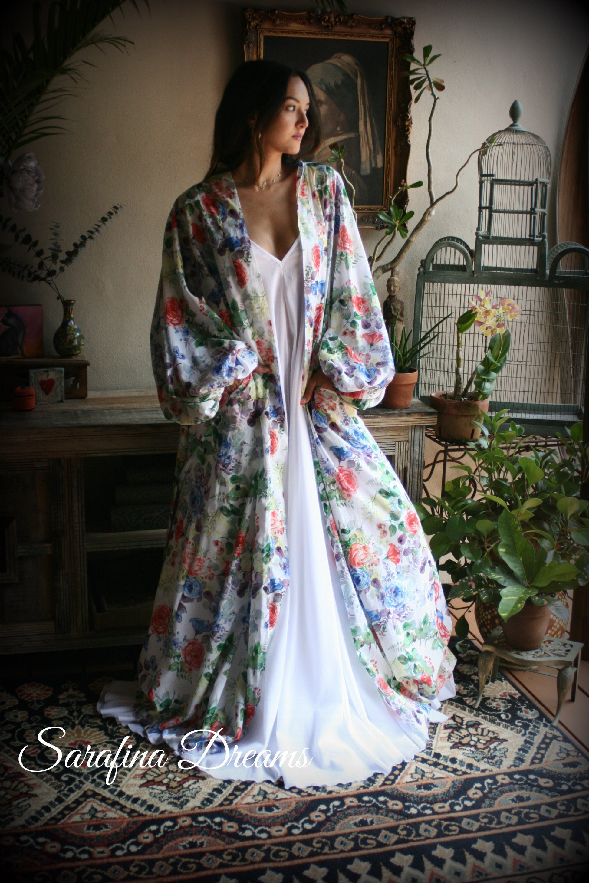 100% Cotton Robe Flower Print Cotton Lingerie Cotton Sleepwear Bridal Nightgown Wedding Sleepwear Honeymoon Lingerie