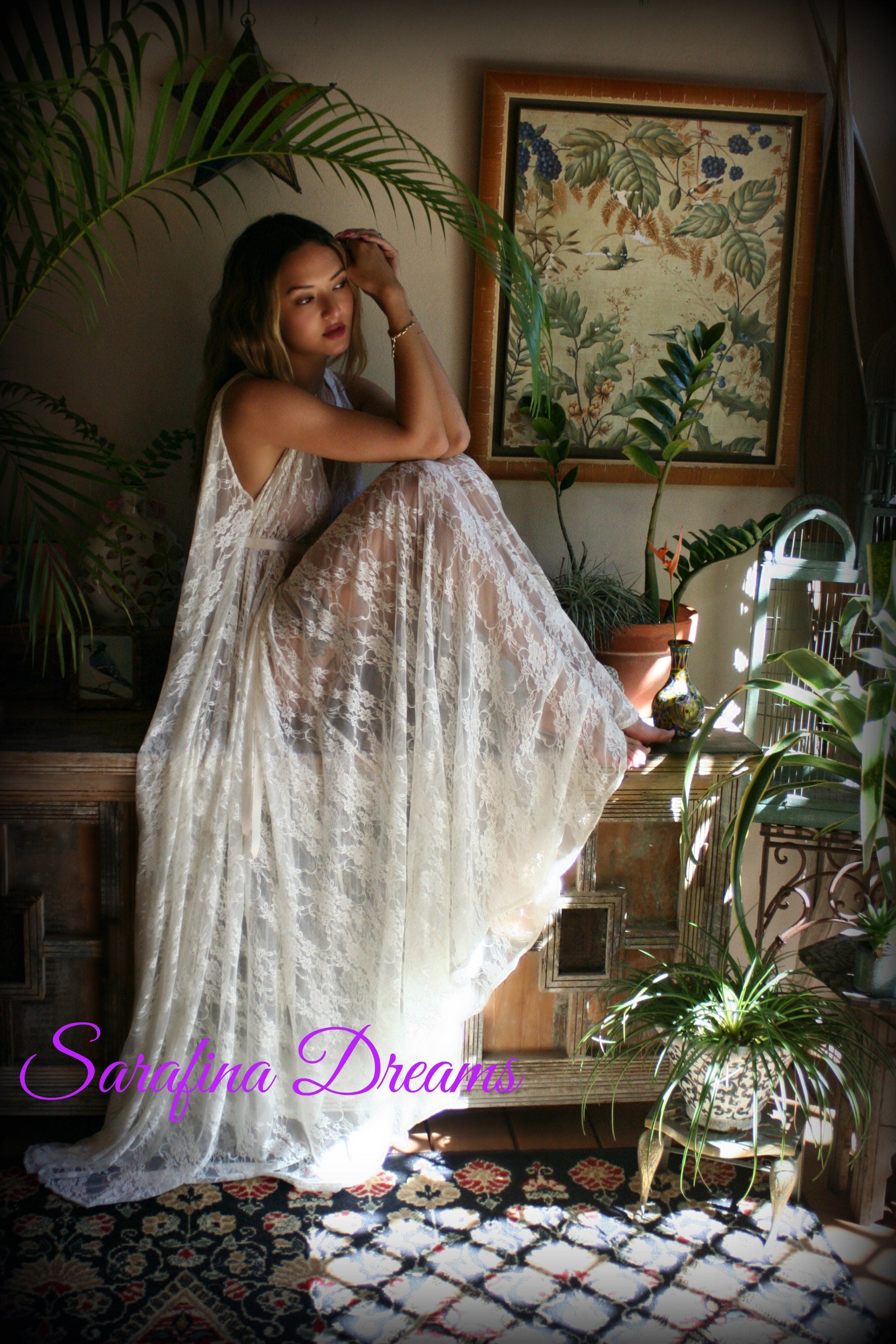 Lace Backless Nightgown Lace Lingerie Ivory Lace Sleepwear Bridal Nightgown Ivory Nightgown Wedding Sleepwear Bridal Lingerie
