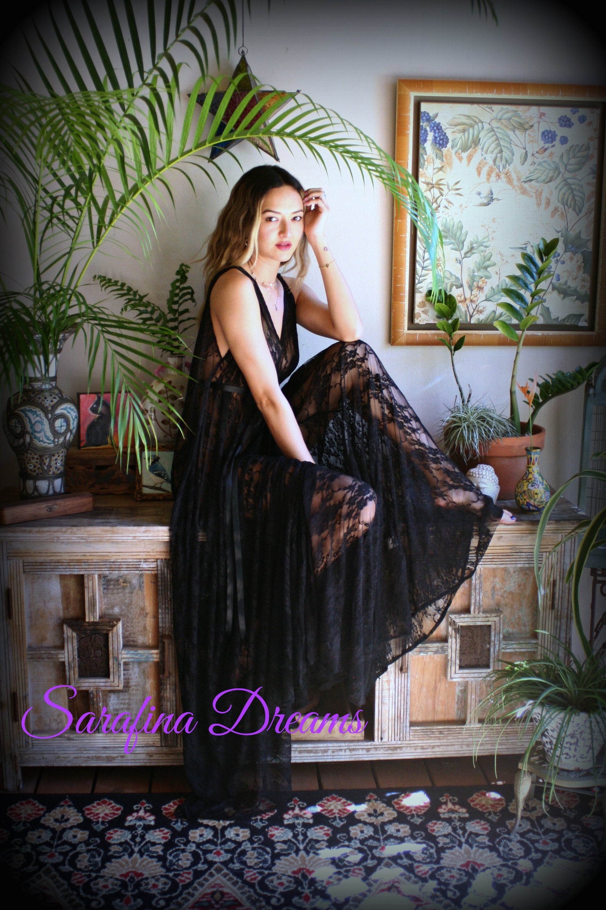 Black Lace Backless Nightgown Lace Lingerie Black Lace Sleepwear Nightgown Black Lace Nightgown Black Lace Sleepwear Lingerie