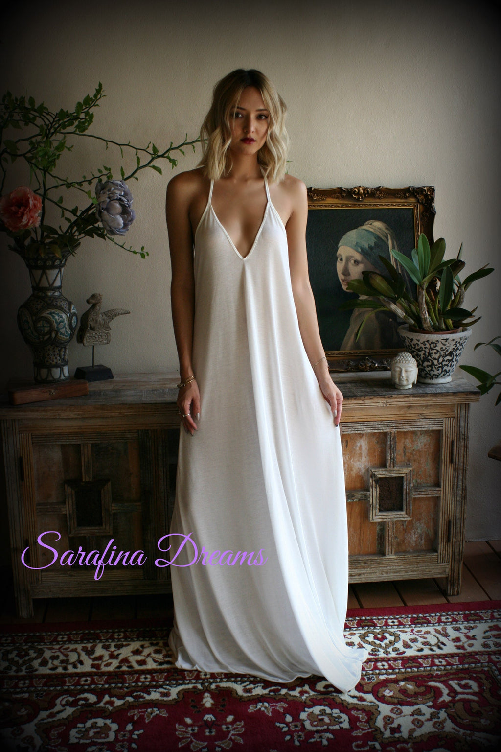 Bridal Silk Knit Backless Nightgown Wedding Lingerie Bridal Lingerie Wedding Nightgown Honeymoon Sleepwear Silk Lingerie Halter nightgown