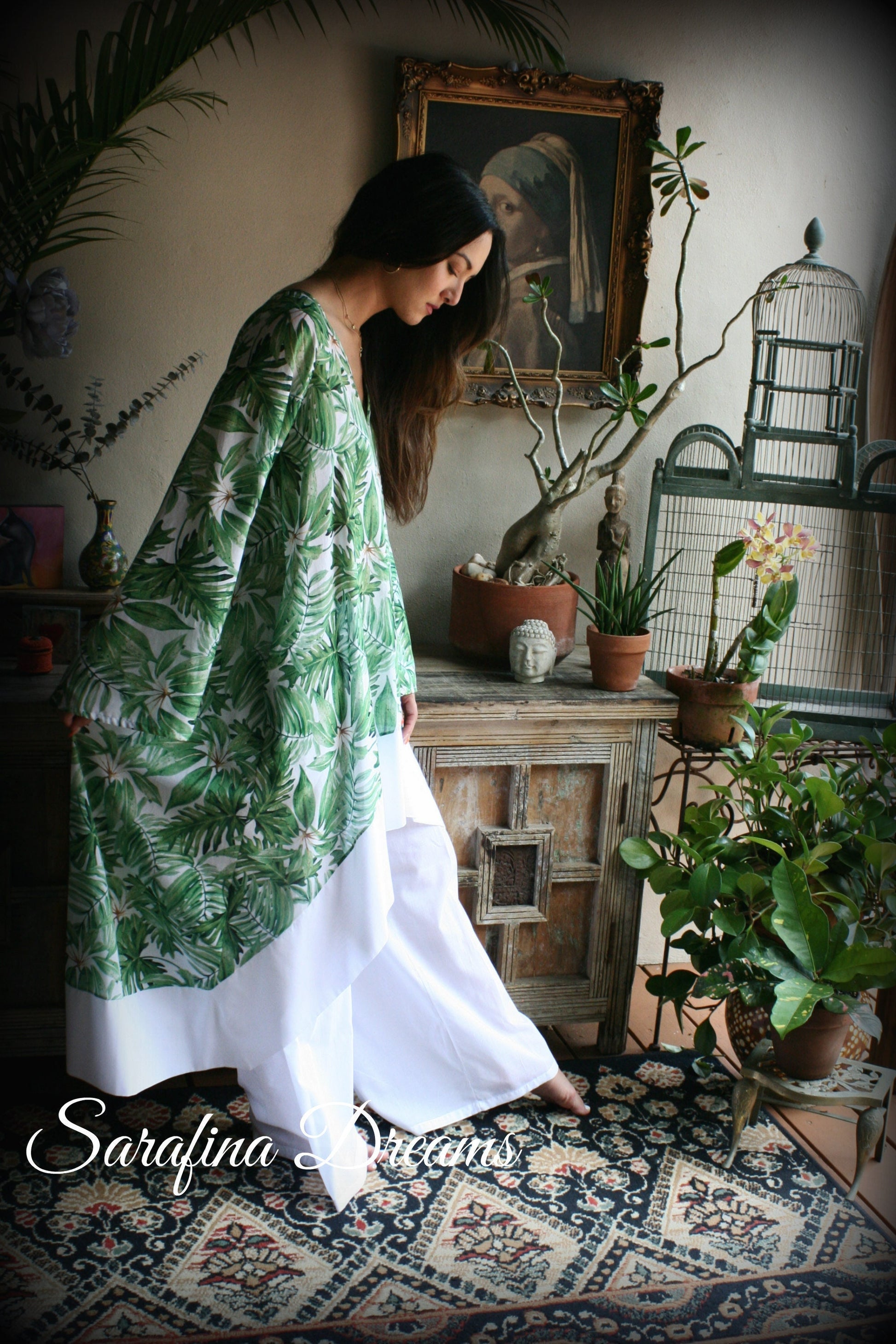 100% Cotton Tunic Pajama Tropical Bridal Cotton Sleepwear Cotton Nightgown Lounge Pajama Cruise Wear Honeymoon Cotton Lingerie