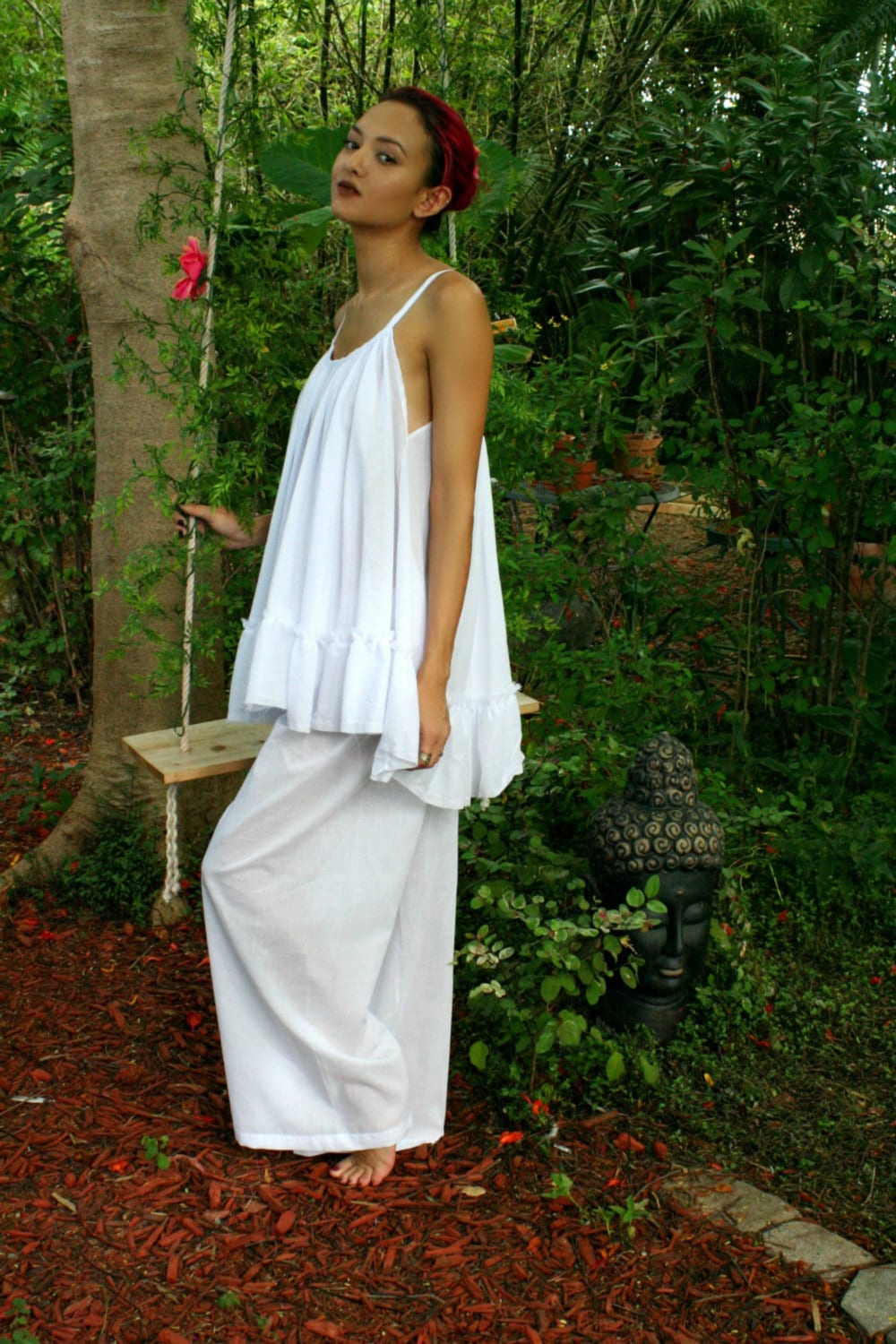 Cotton Baby Doll Pajama Set Cotton Nightgown Cotton Lingerie White Cotton Sleepwear Cotton Pajama Pant Cotton Bridal  Sarafina Dreams