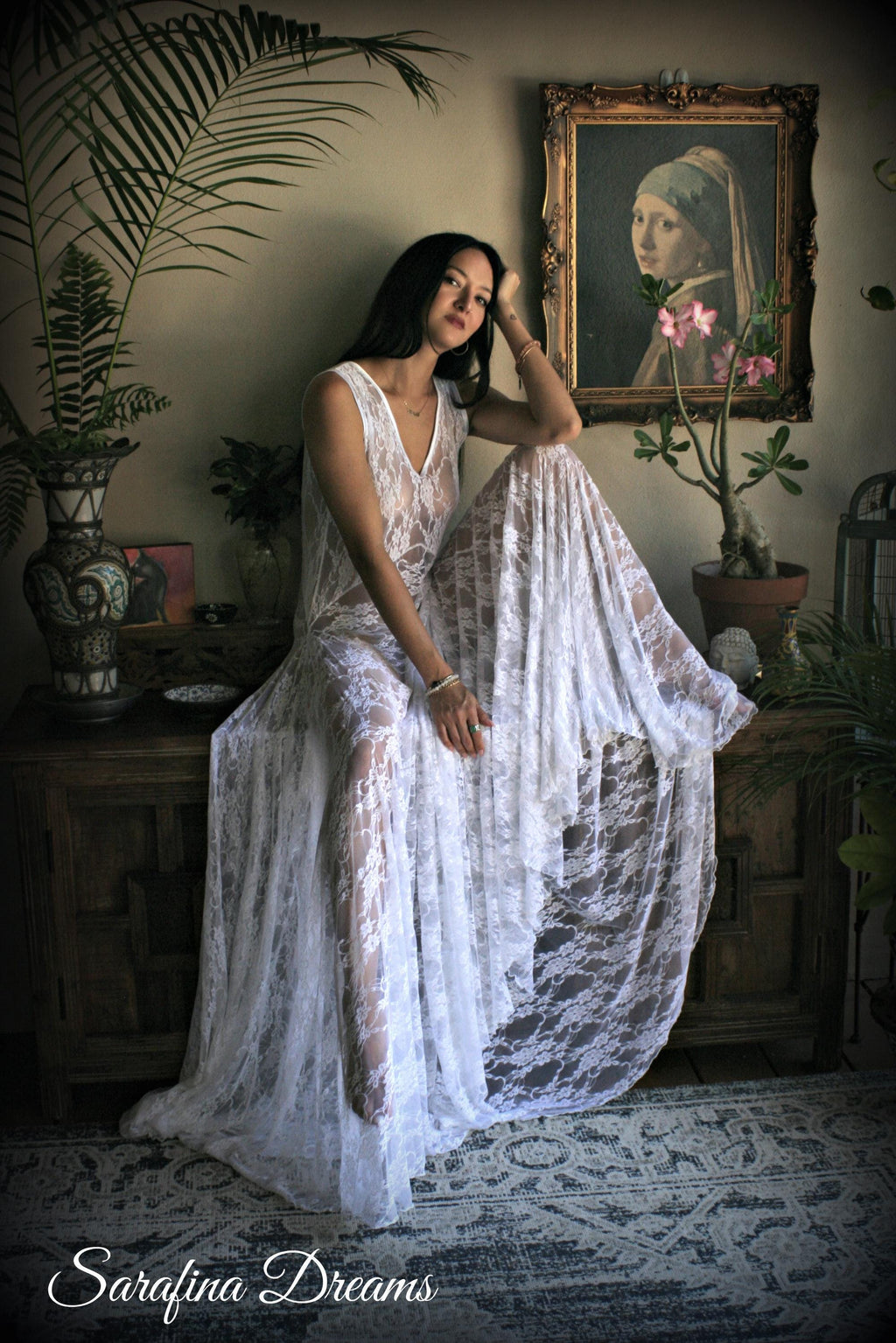 White Lace Bridal Nightgown With Train Wedding Lingerie Bridal Sleepwear Art Deco Bridal Honeymoon Trousseau Sleepwear Wedding Nightgown