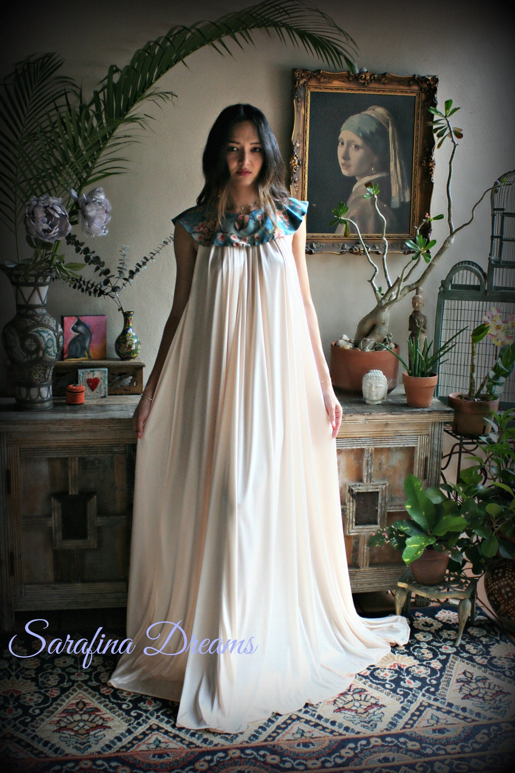 Satin Nightgown Champagne Nightgown Print Collar Bridal Sleepwear Wedding Lingerie Satin Lingerie