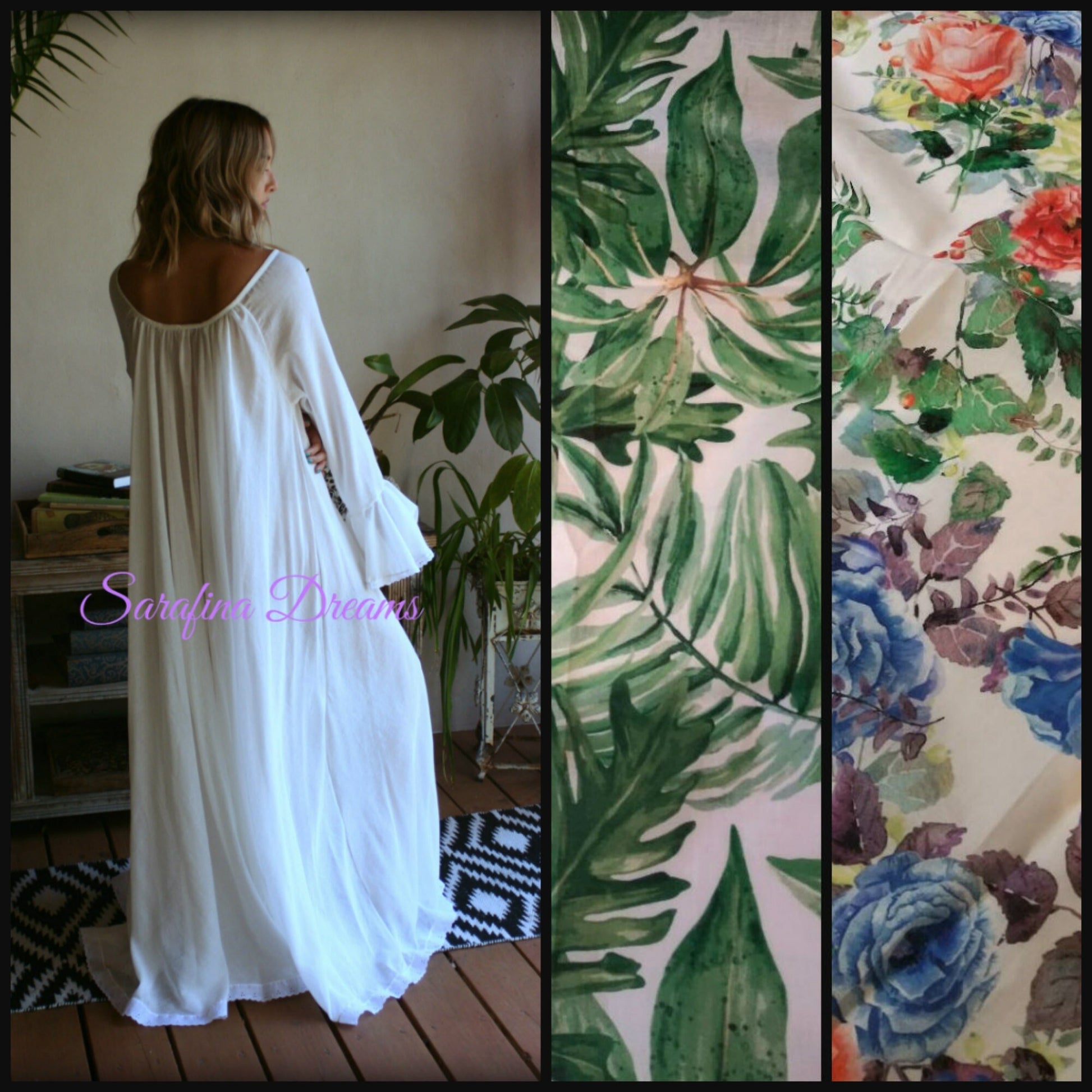 White Cotton And Prints Long Sleeve Nightgown Jane Austen Cotton Nightgown Cotton Lingerie White Cotton Sleepwear Cotton Gown