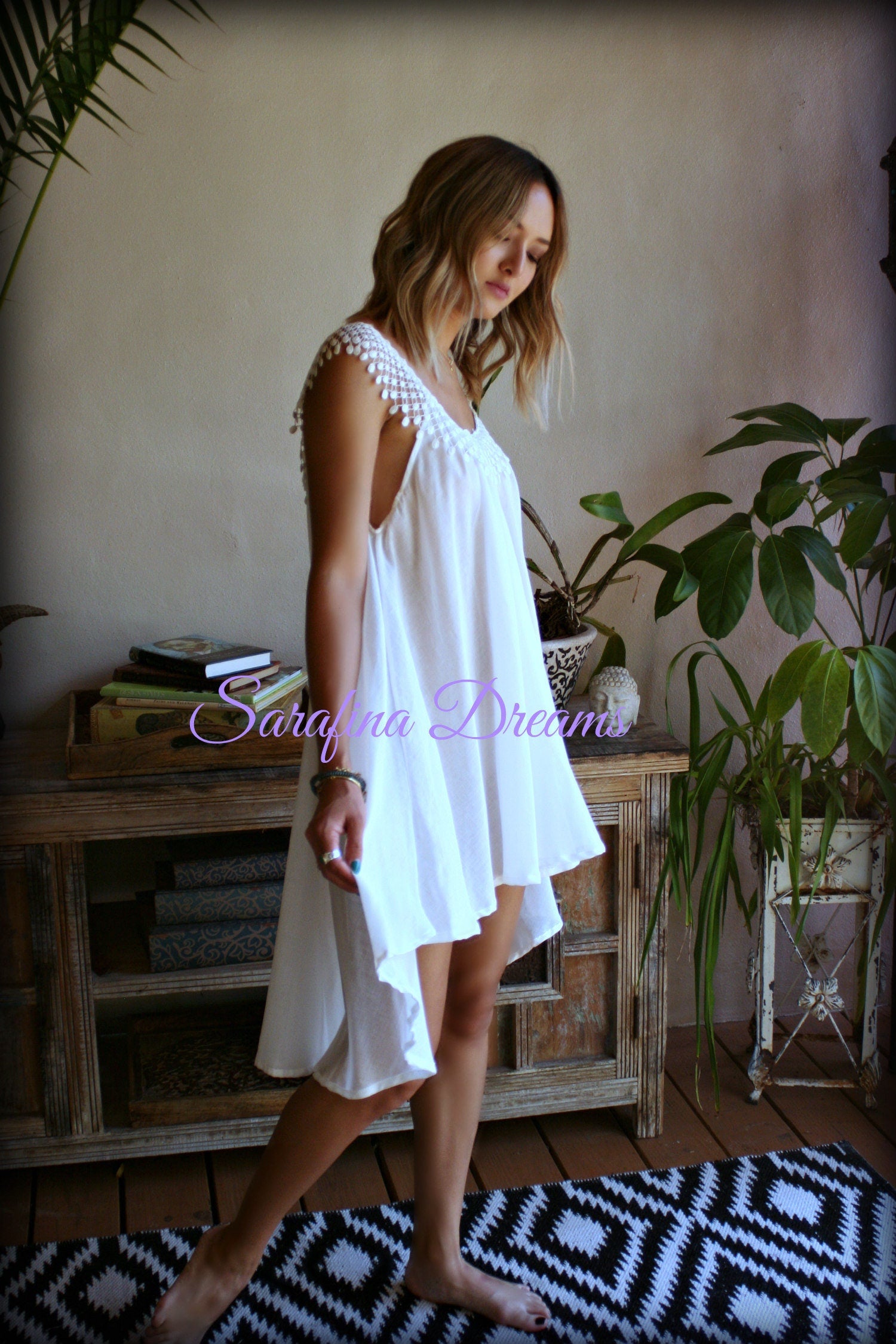 Cotton Baby Doll Nightgown Honeymoon Train Cotton Lingerie Bohemian Sleepwear Lace Lingerie Wedding Nightgown