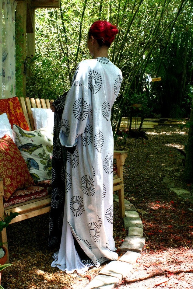 100% Cotton Kimono Robe Reversible Black and White Exclusive Block Print Cotton Lingerie Cotton Sleepwear Bridal Lingerie Indian Summer