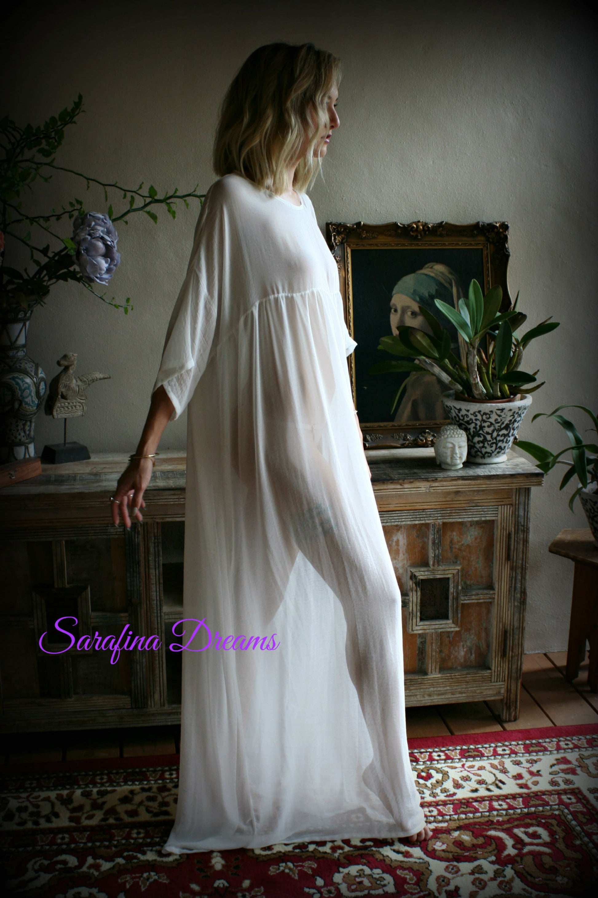 Bridal Chiffon Nightgown Lounge Dress Bridal Sleepwear Wedding Lingerie Bridal Chiffon Lingerie Chiffon Sleepwear White Lingerie