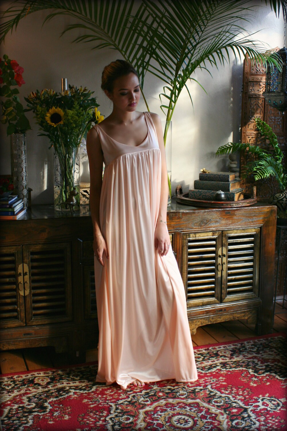 Satin Nightgown Satin Lingerie Assorted Colors Basic Luxury Satin Sleepwear Satin Nightgown