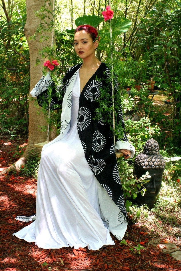 100% Cotton Kimono Robe Reversible Black and White Exclusive Block Print Cotton Lingerie Cotton Sleepwear Bridal Lingerie Indian Summer