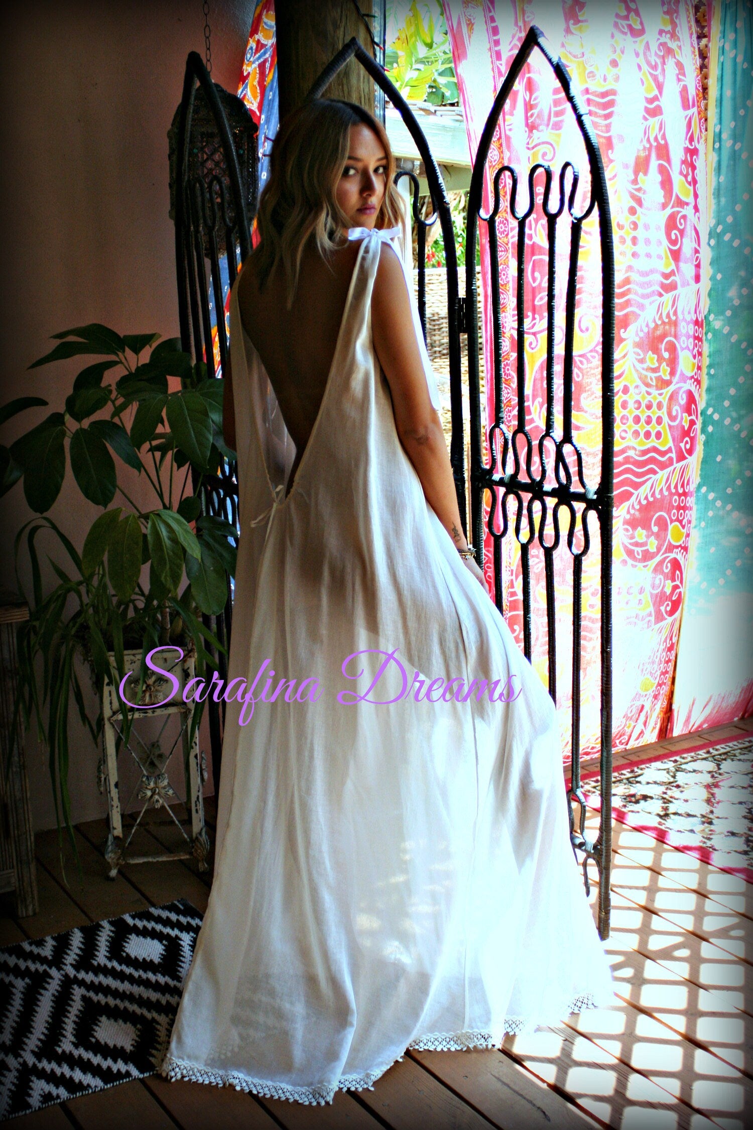 Cotton Nightgown Backless White Cotton Sleepwear Honeymoon Cotton Lingerie Bridal Lingerie