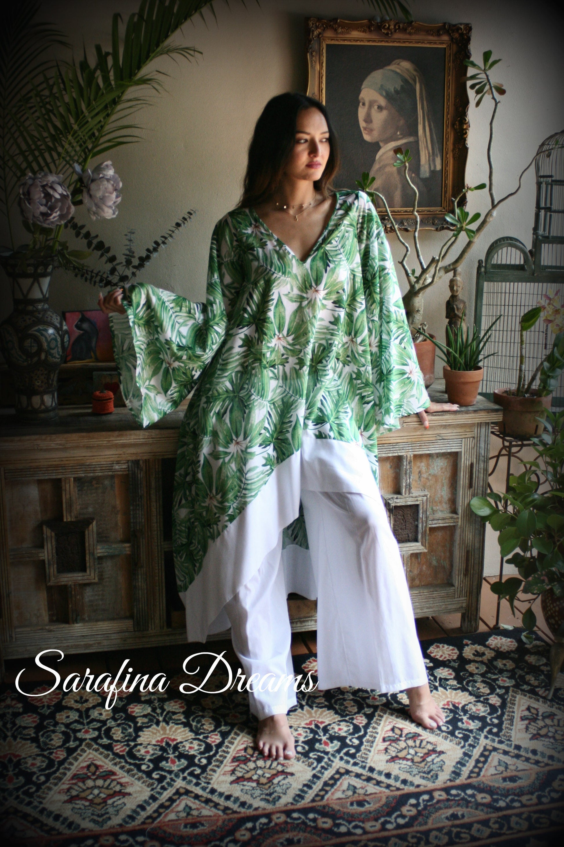100% Cotton Tunic Pajama Tropical Bridal Cotton Sleepwear Cotton Nightgown Lounge Pajama Cruise Wear Honeymoon Cotton Lingerie