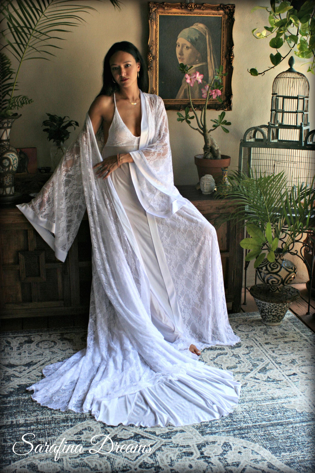 White Lace Bridal Robe Wedding Lingerie Bridal Sleepwear Lace Kimono Bridal Lingerie Lace Lingerie Lace Robe Lace Sleepwear