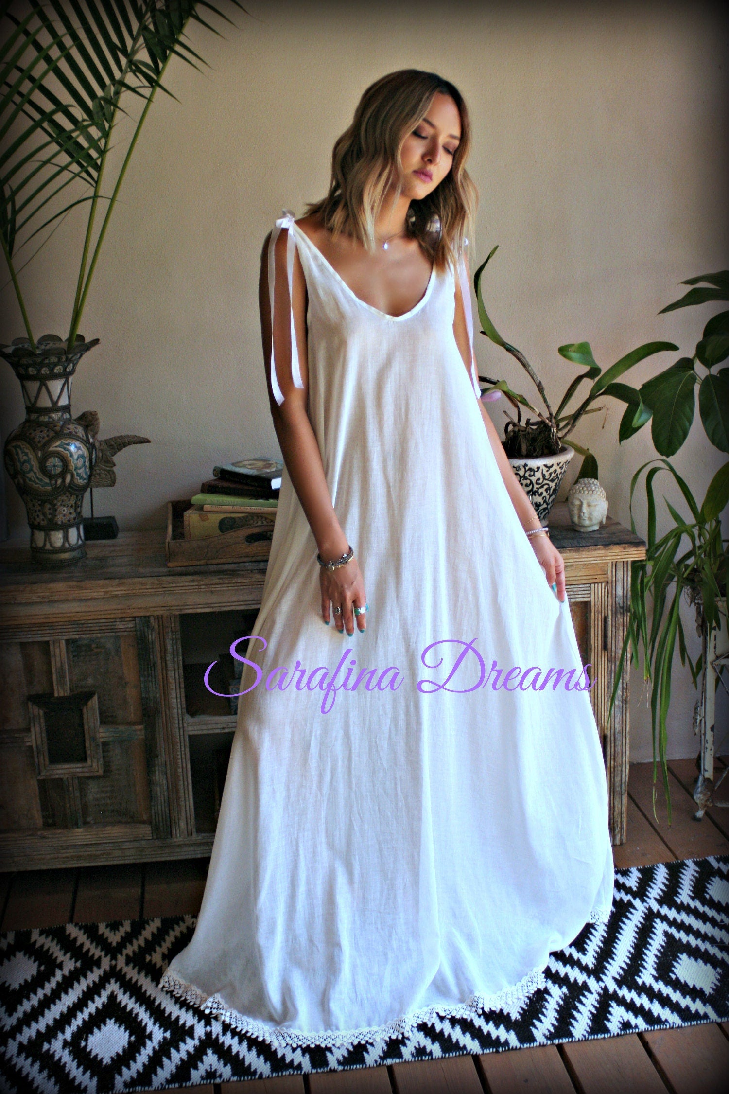 Cotton Nightgown Backless White Cotton Sleepwear Honeymoon Cotton Lingerie Bridal Lingerie