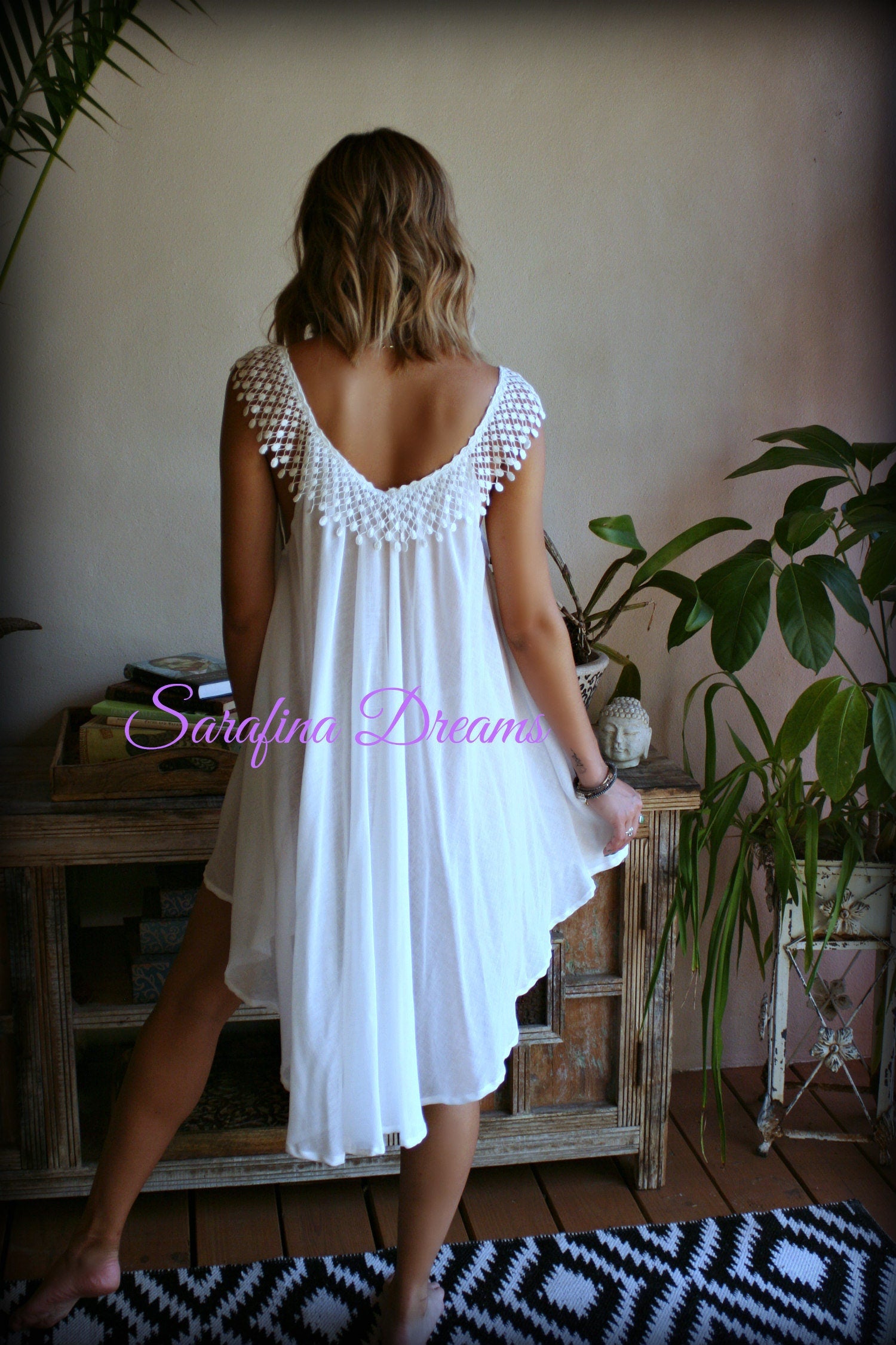 Cotton Baby Doll Nightgown Honeymoon Train Cotton Lingerie Bohemian Sleepwear Lace Lingerie Wedding Nightgown