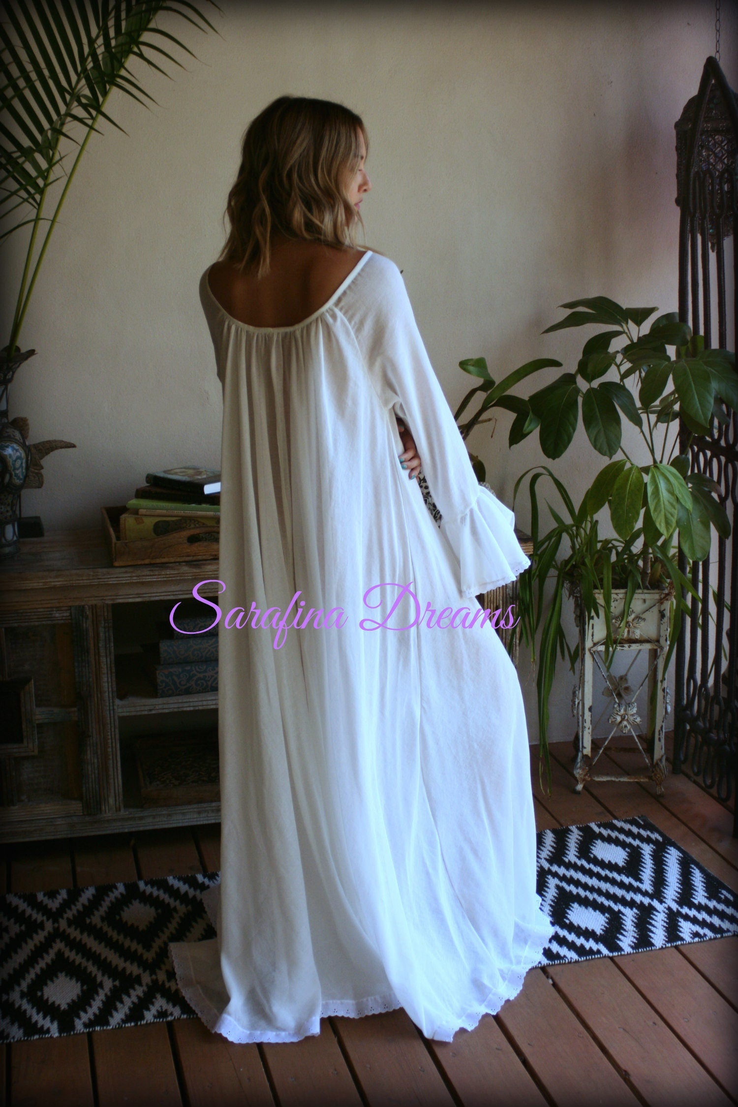 White Cotton And Prints Long Sleeve Nightgown Jane Austen Cotton Nightgown Cotton Lingerie White Cotton Sleepwear Cotton Gown