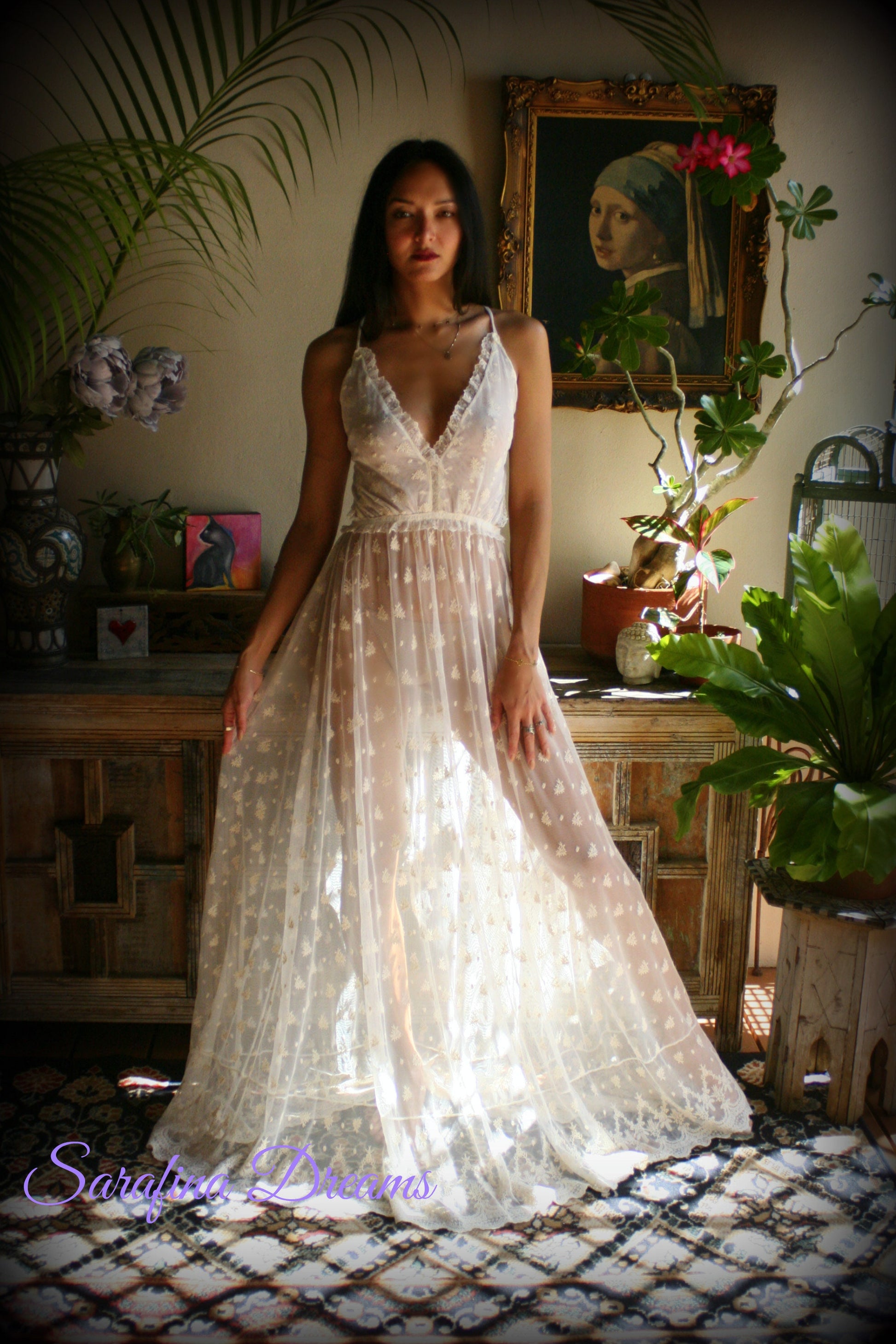 Bridal Nightgown Backless Lace Wedding Sleepwear Bridal Lingerie  Ivory Lace Lingerie Lace Lingerie Wedding Nightgown Honeymoon Lingerie