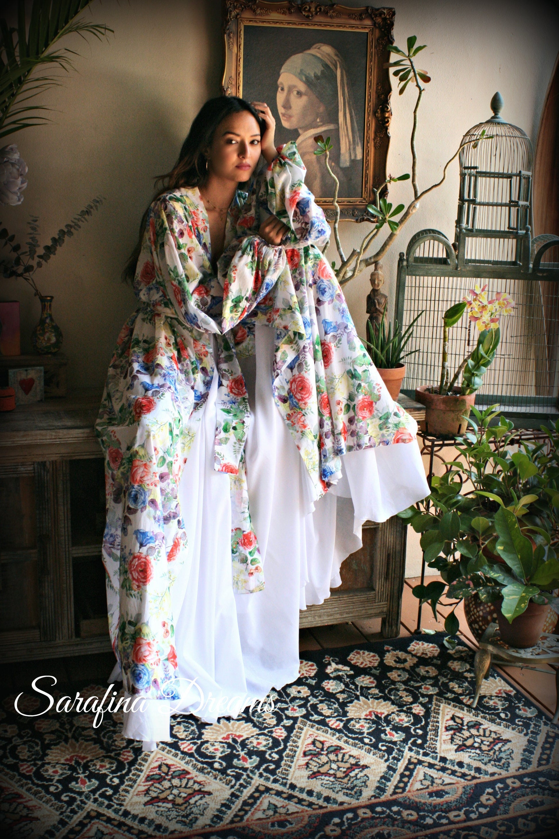 100% Cotton Robe Flower Print Cotton Lingerie Cotton Sleepwear Bridal Nightgown Wedding Sleepwear Honeymoon Lingerie
