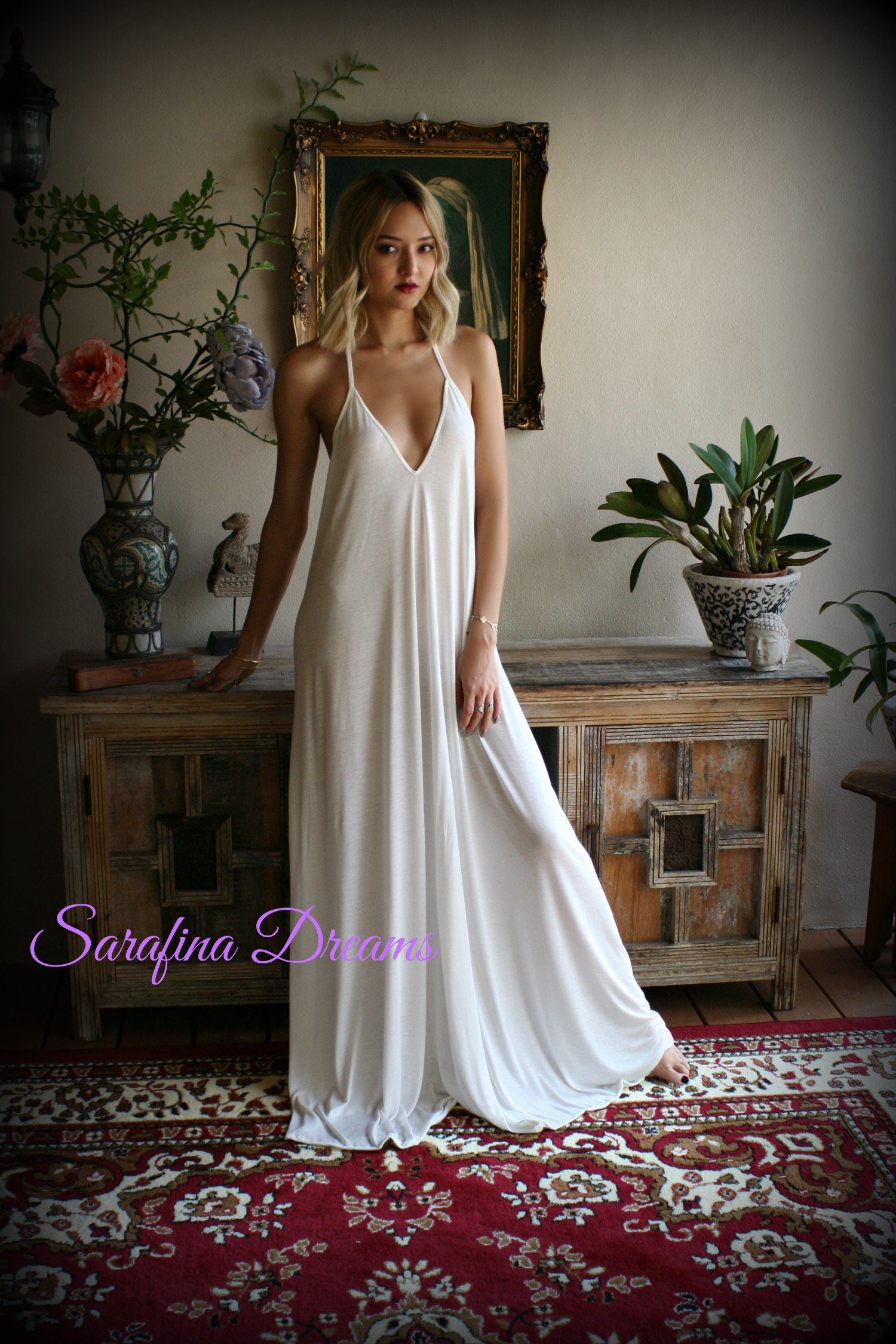 Bridal Silk Knit Backless Nightgown Wedding Lingerie Bridal Lingerie Wedding Nightgown Honeymoon Sleepwear Silk Lingerie Halter nightgown