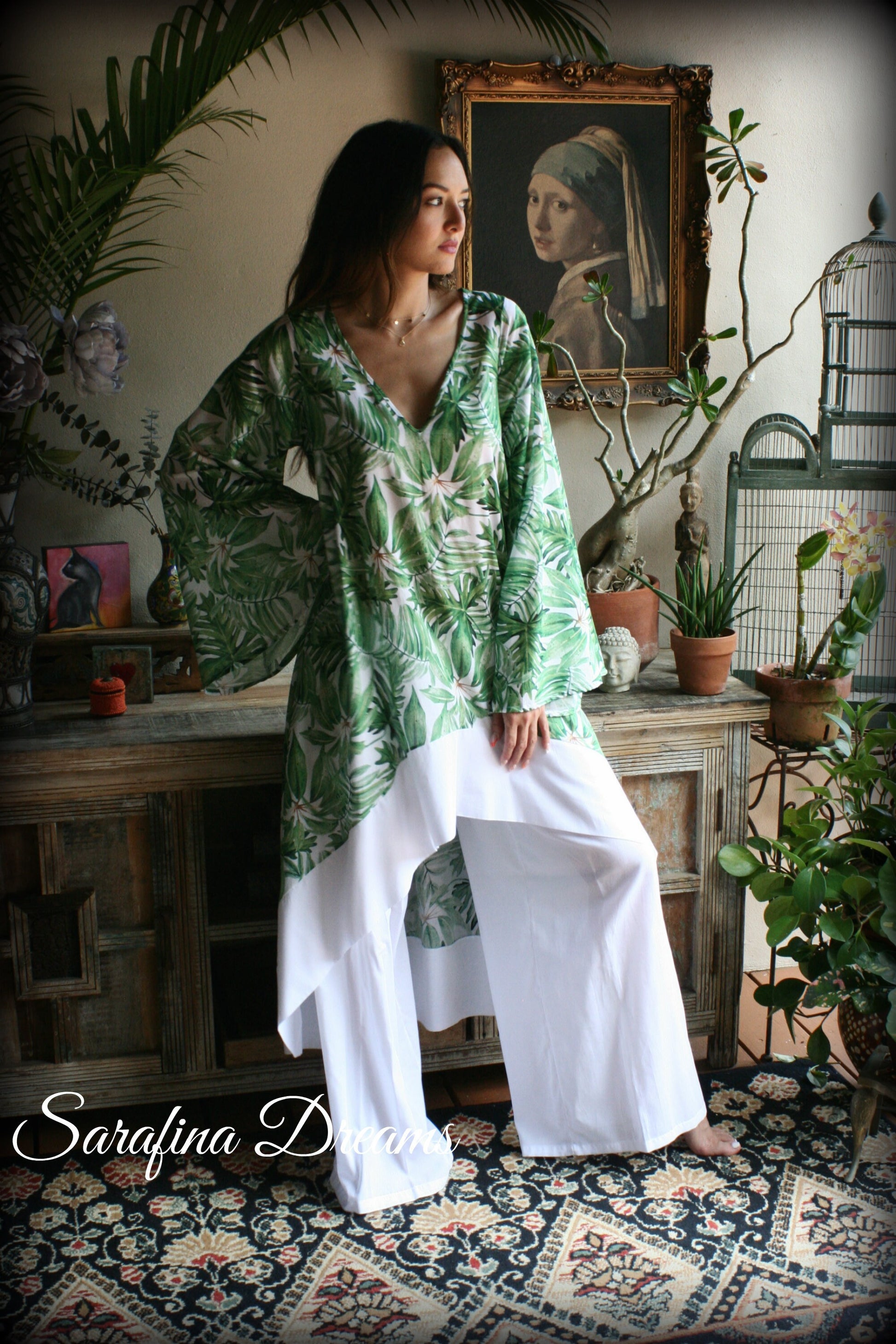 100% Cotton Tunic Pajama Tropical Bridal Cotton Sleepwear Cotton Nightgown Lounge Pajama Cruise Wear Honeymoon Cotton Lingerie