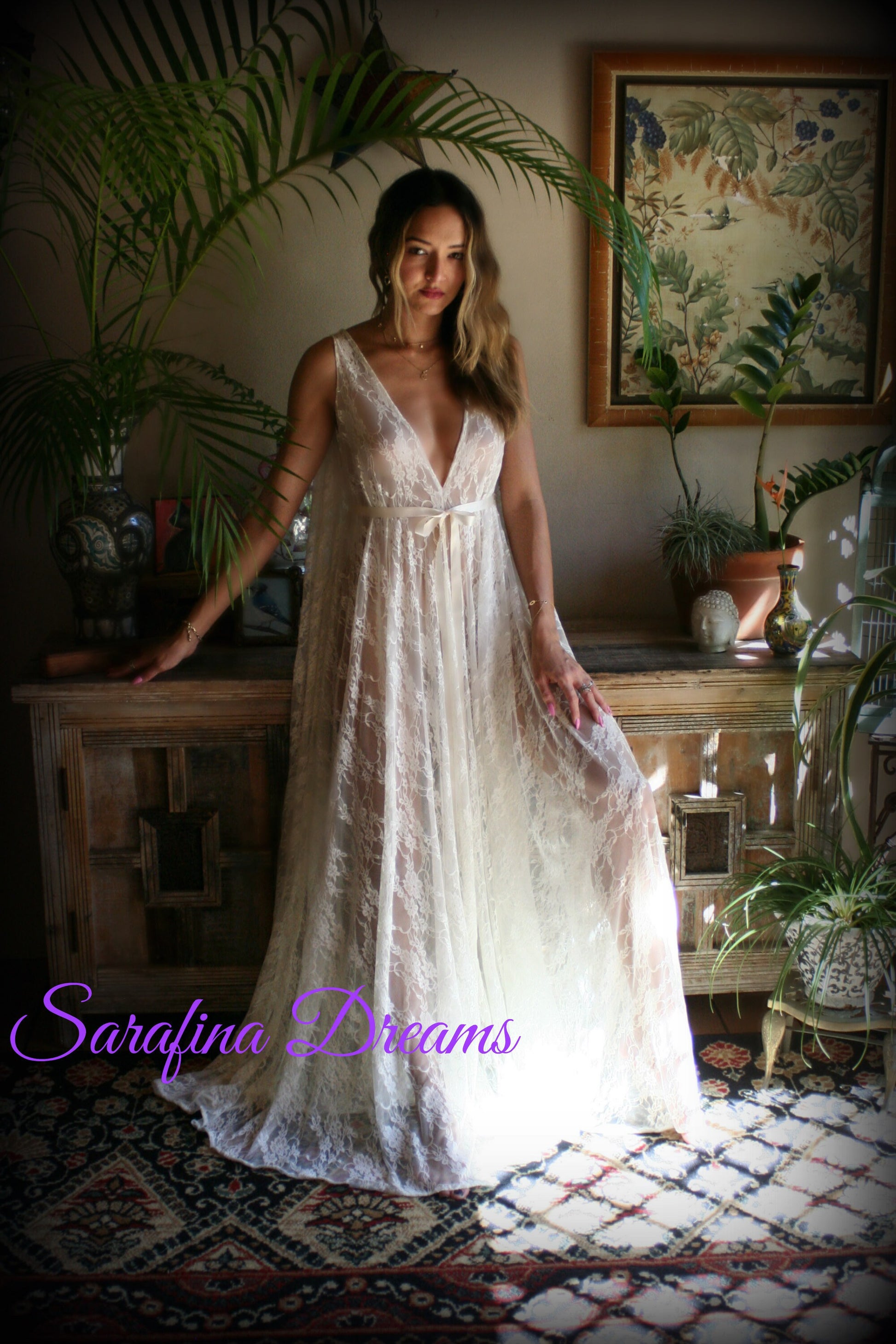 Lace Backless Nightgown Lace Lingerie Ivory Lace Sleepwear Bridal Nightgown Ivory Nightgown Wedding Sleepwear Bridal Lingerie