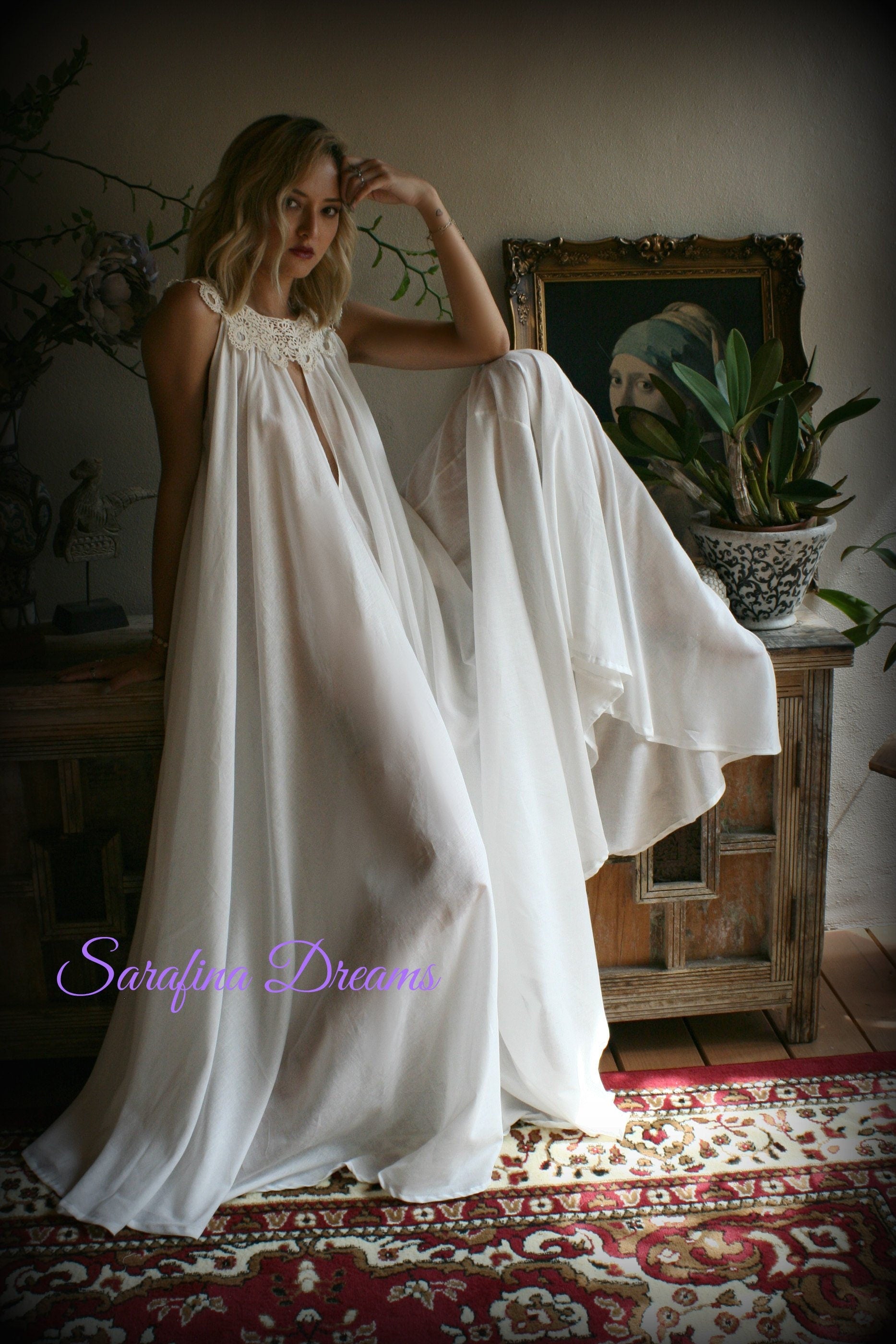 100% Cotton Nightgown Jane Austen Full Sweep Lingerie Sleepwear Nightgown Cotton Lingerie Honeymoon Cotton Sleepwear