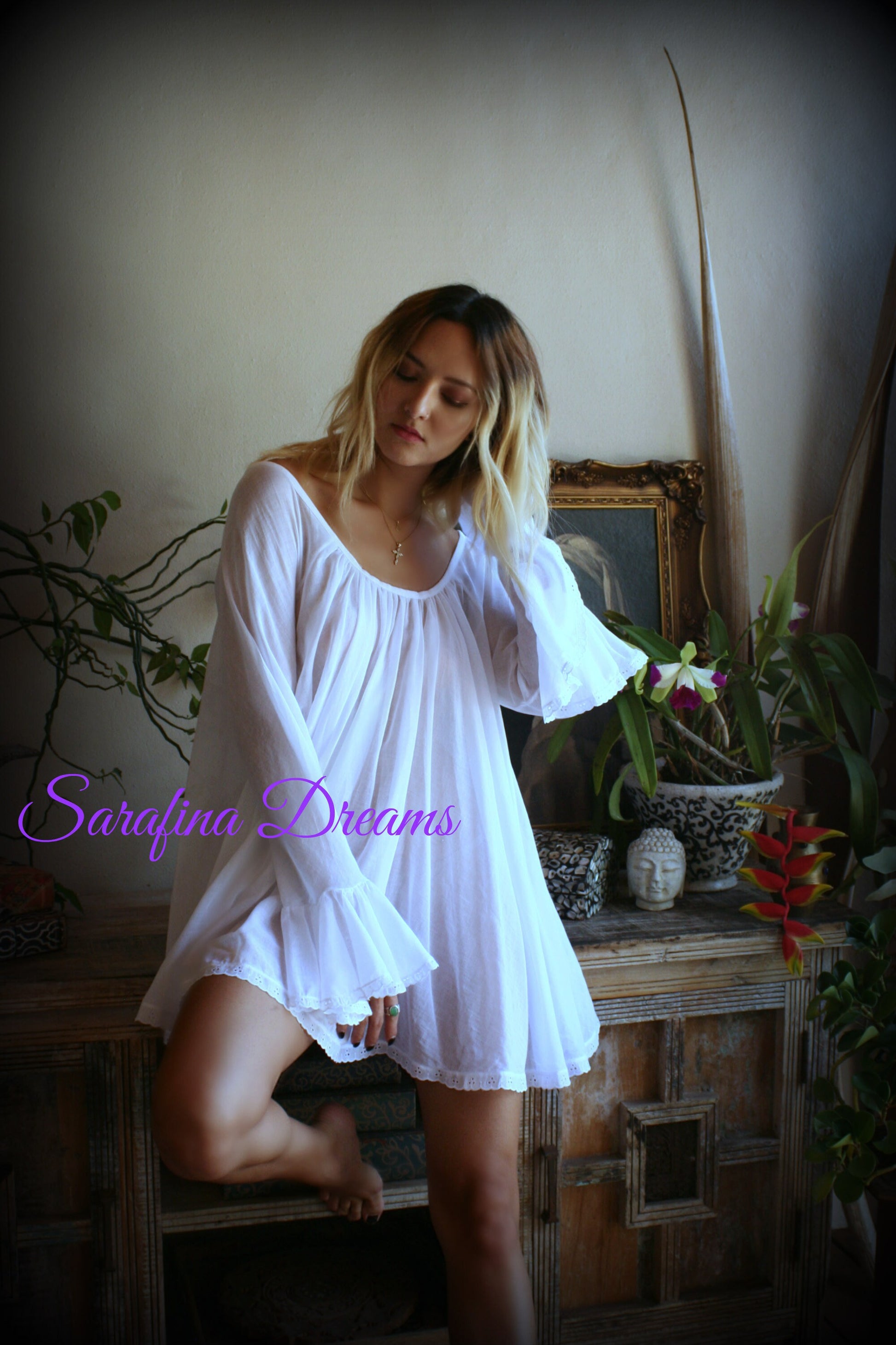 100% Cotton Jane Austen White And Print Cotton Baby Doll Nightgown Bridal Lingerie Wedding Sleepwear Cotton Sleepwear Honeymoon Lingerie