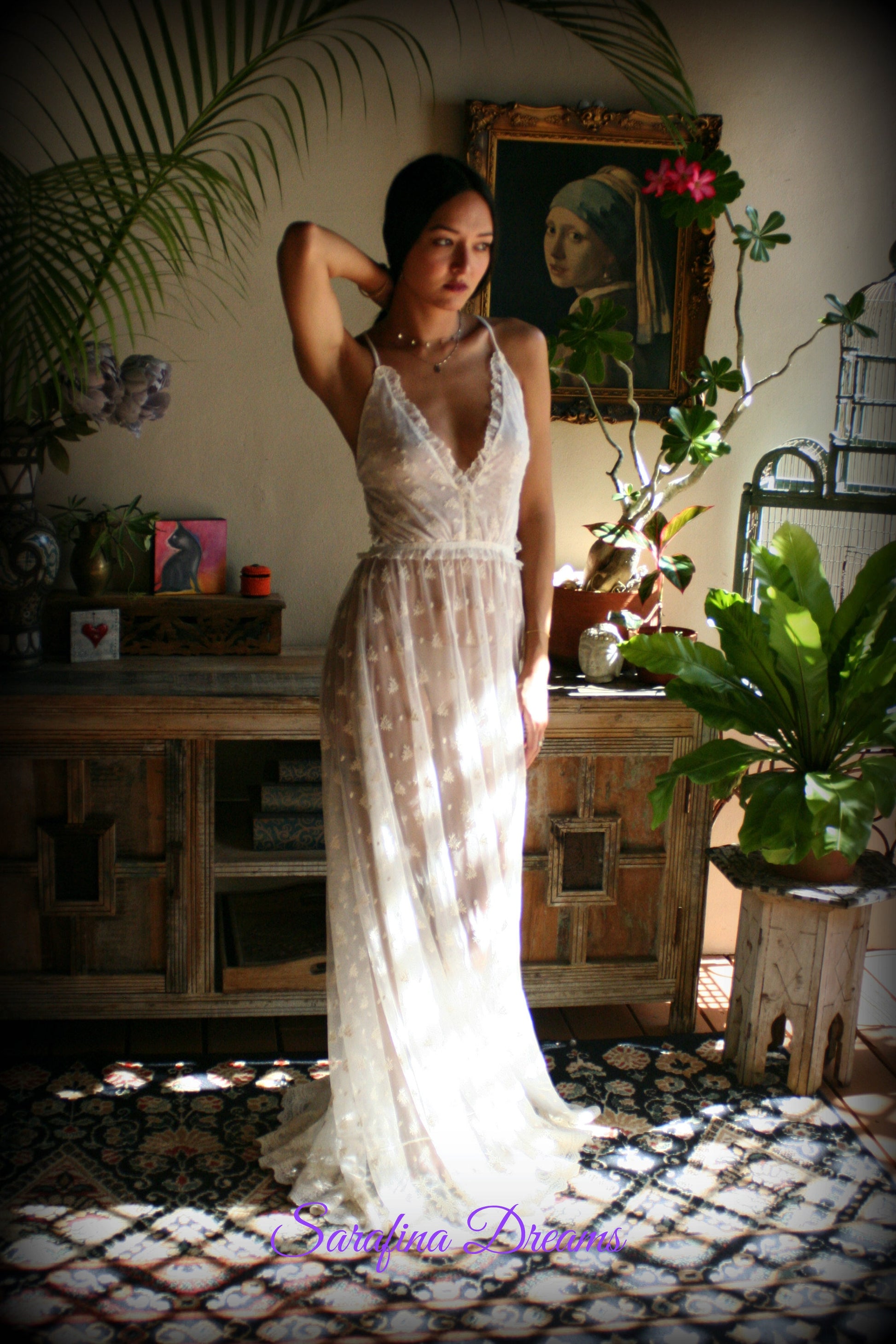 Bridal Nightgown Backless Lace Wedding Sleepwear Bridal Lingerie  Ivory Lace Lingerie Lace Lingerie Wedding Nightgown Honeymoon Lingerie