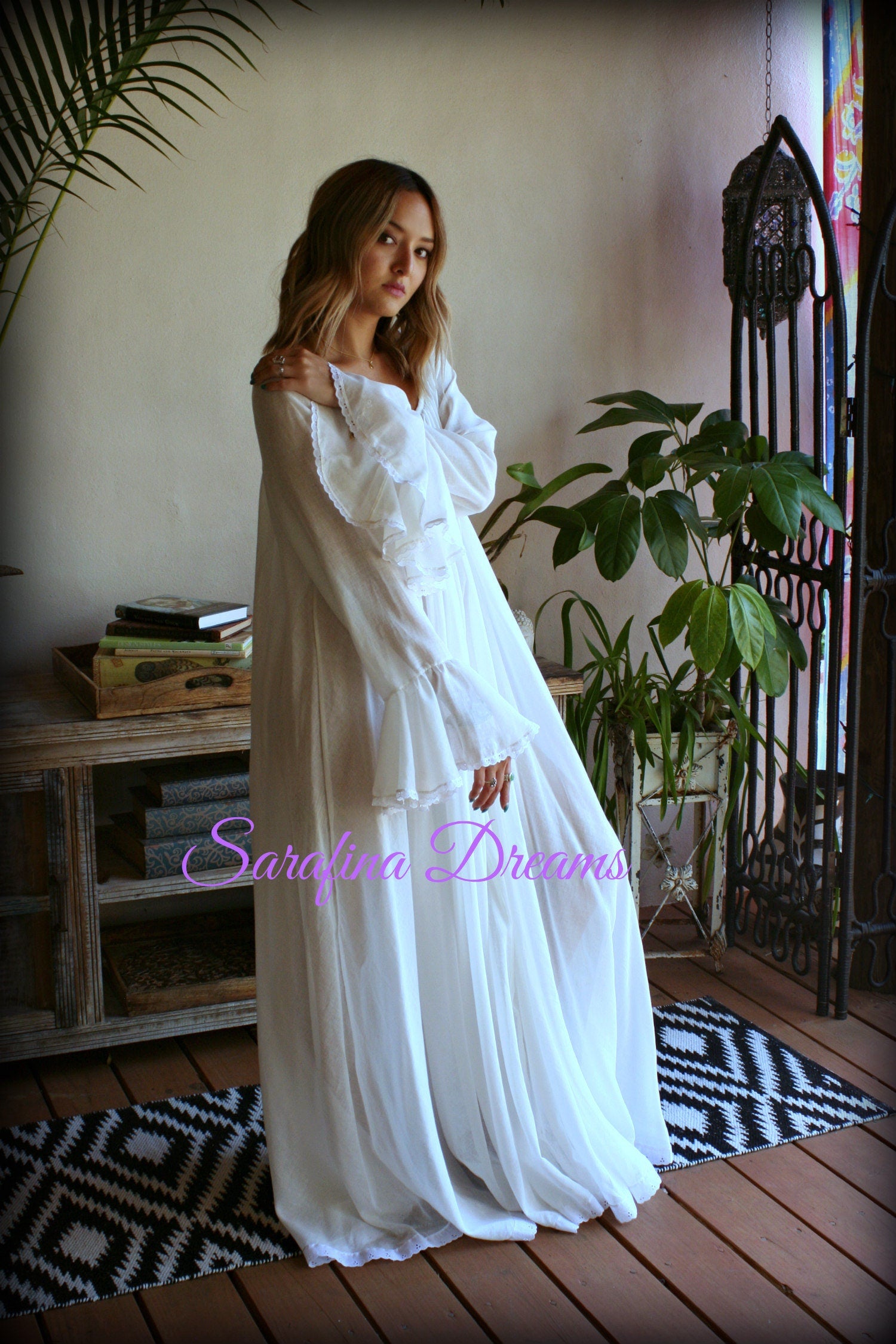 White Cotton And Prints Long Sleeve Nightgown Jane Austen Cotton Nightgown Cotton Lingerie White Cotton Sleepwear Cotton Gown