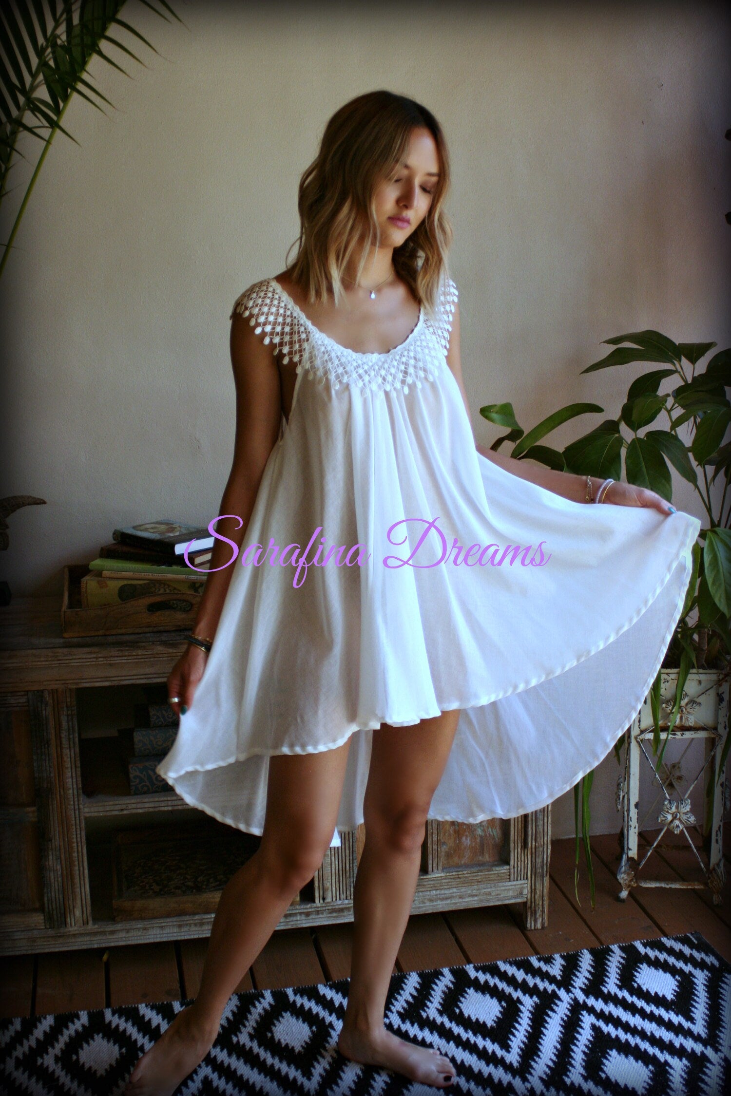 Cotton Baby Doll Nightgown Honeymoon Train Cotton Lingerie Bohemian Sleepwear Lace Lingerie Wedding Nightgown