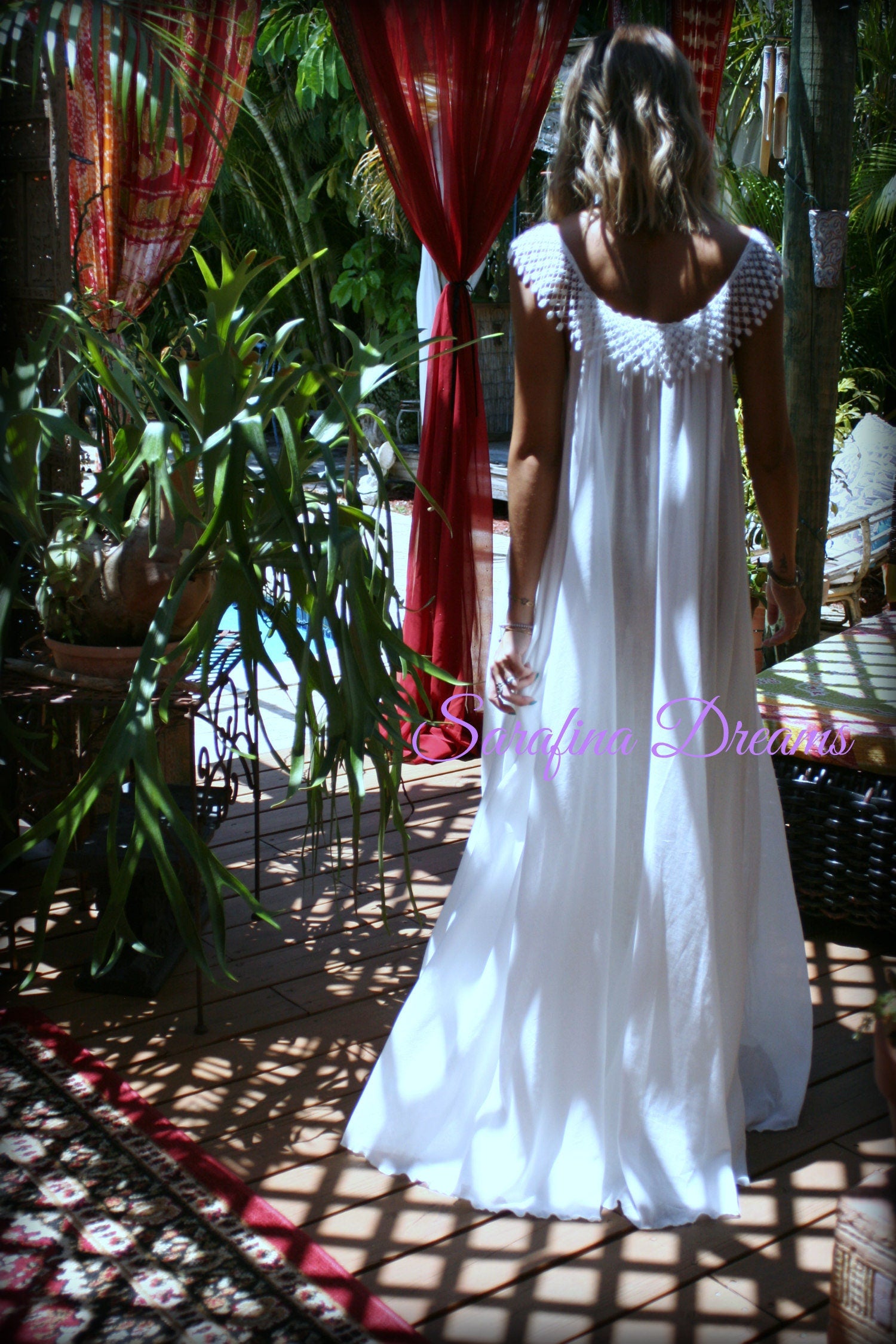 Cotton Nightgown White Cotton Sleepwear Honeymoon Cotton Lingerie Bridal Lingerie Venice  Lace Nightgown Wedding Nightgown