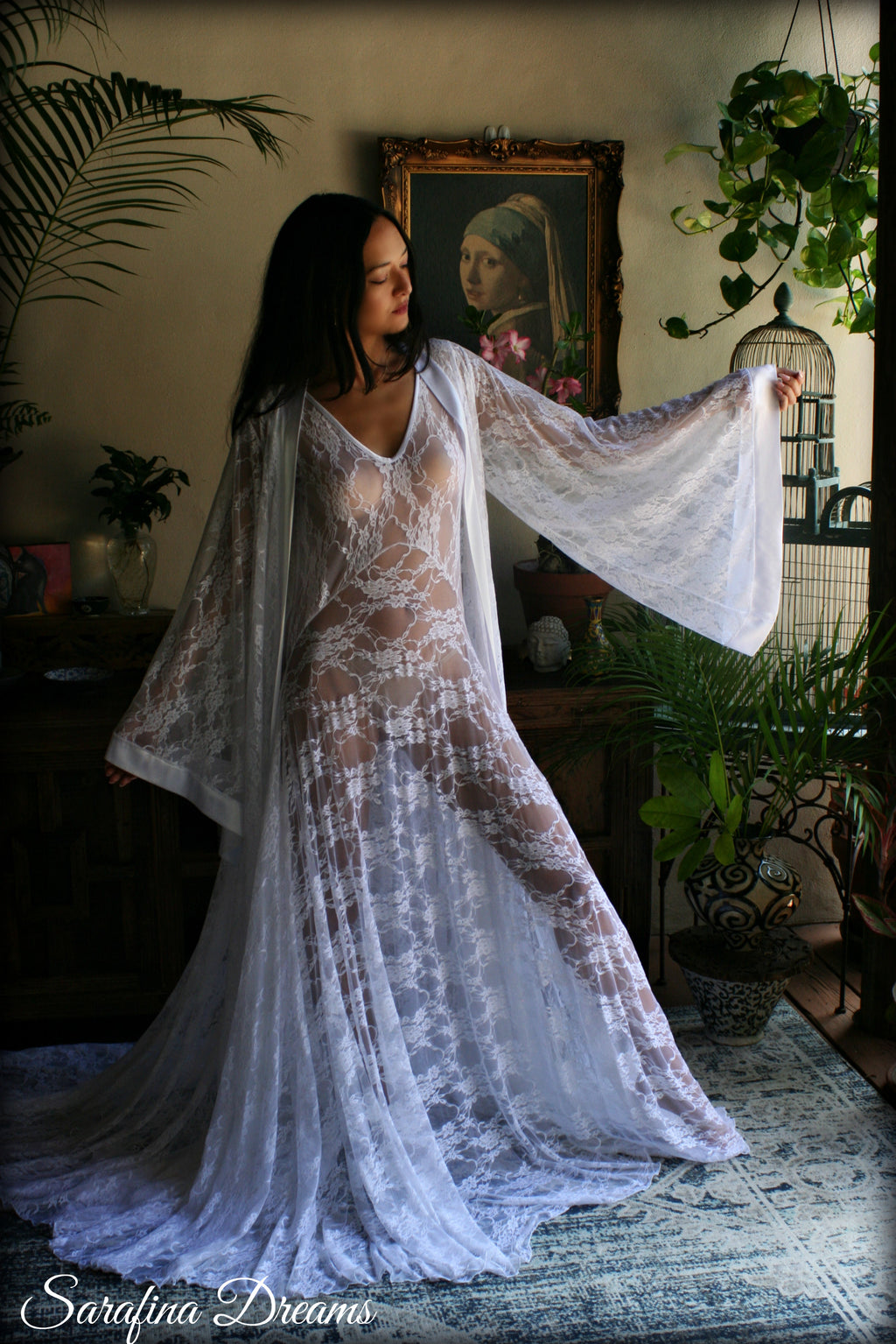 Bridal Lace Nightgown And Robe Set Wedding Peignoir White Lace Bridal Lingerie Wedding Sleepwear Kimono Robe Lace Nightgown Art Deco Bridal