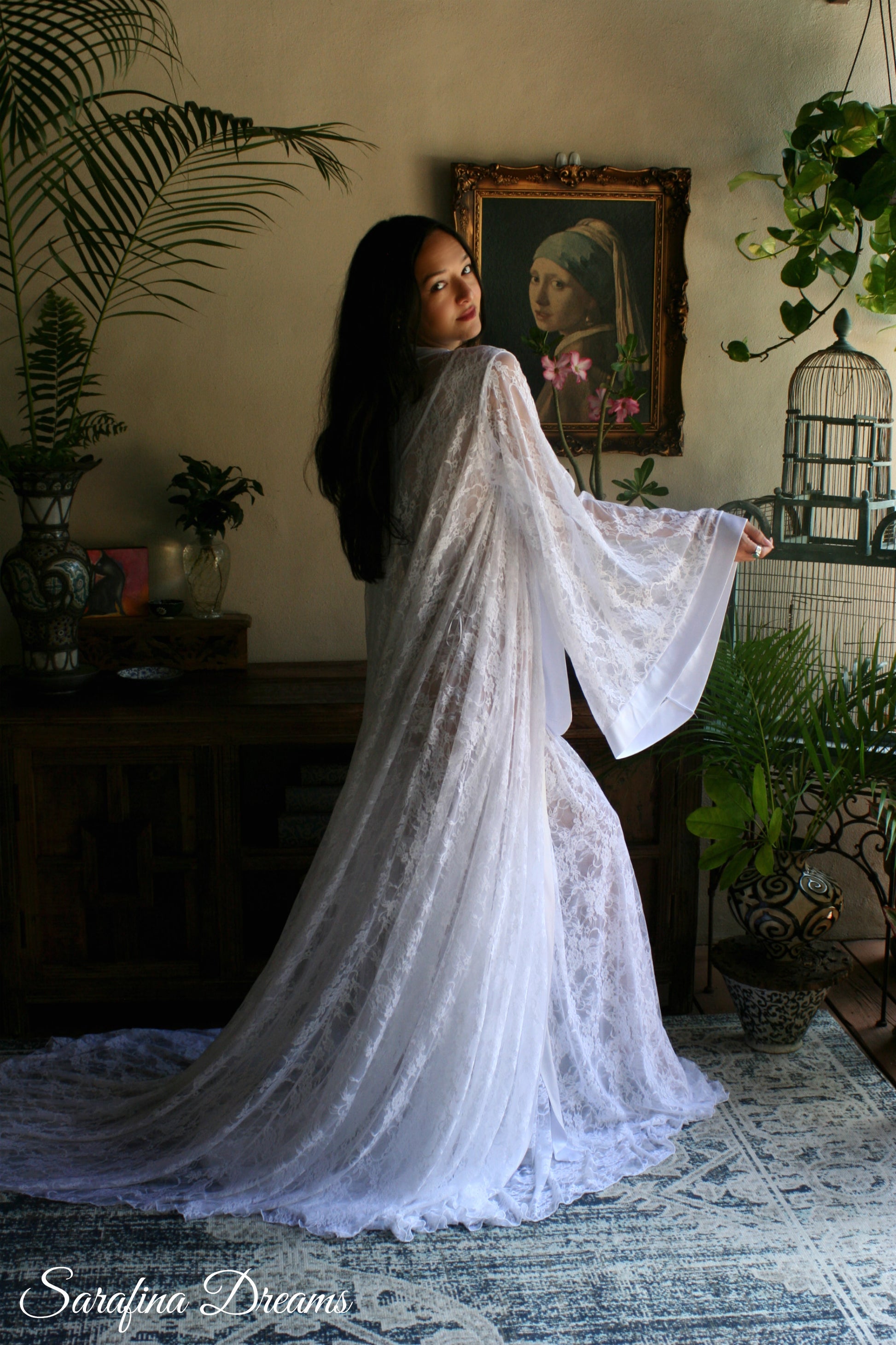 Bridal Lace Nightgown And Robe Set Wedding Peignoir White Lace Bridal Lingerie Wedding Sleepwear Kimono Robe Lace Nightgown Art Deco Bridal