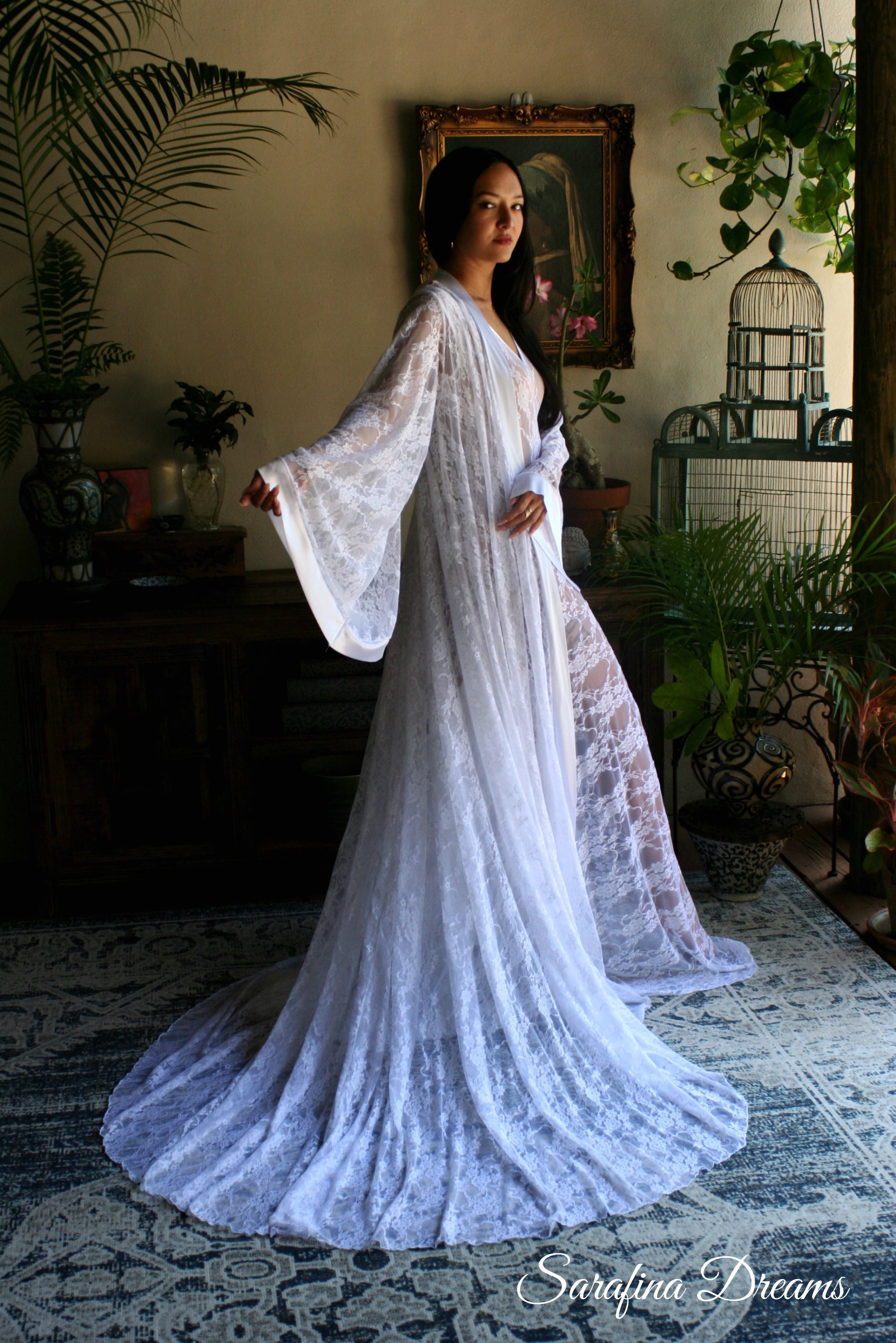 Bridal Lace Nightgown And Robe Set Wedding Peignoir White Lace Bridal Lingerie Wedding Sleepwear Kimono Robe Lace Nightgown Art Deco Bridal