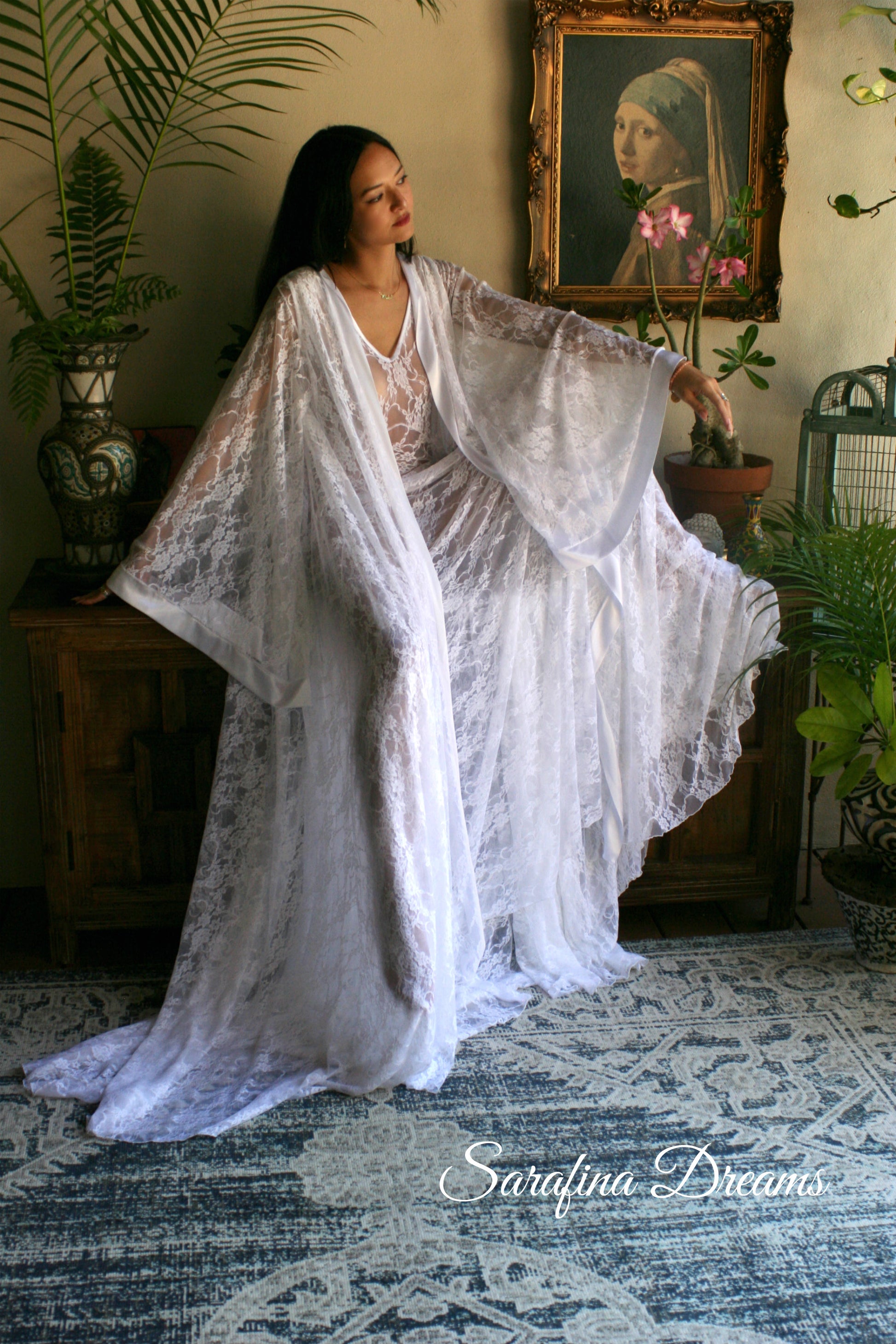 Bridal Lace Nightgown And Robe Set Wedding Peignoir White Lace Bridal Lingerie Wedding Sleepwear Kimono Robe Lace Nightgown Art Deco Bridal