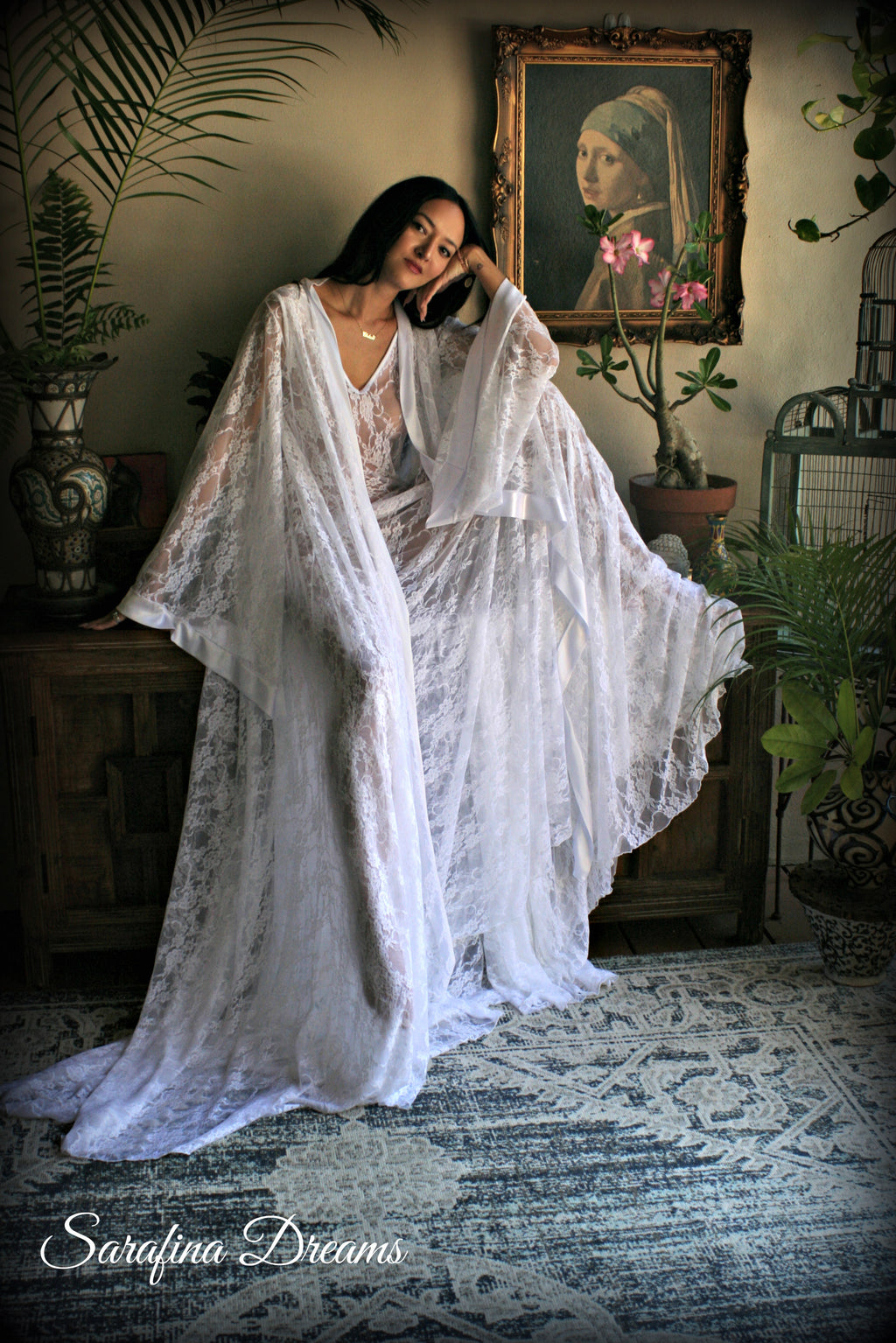 Bridal Lace Nightgown And Robe Set Wedding Peignoir White Lace Bridal Lingerie Wedding Sleepwear Kimono Robe Lace Nightgown Art Deco Bridal