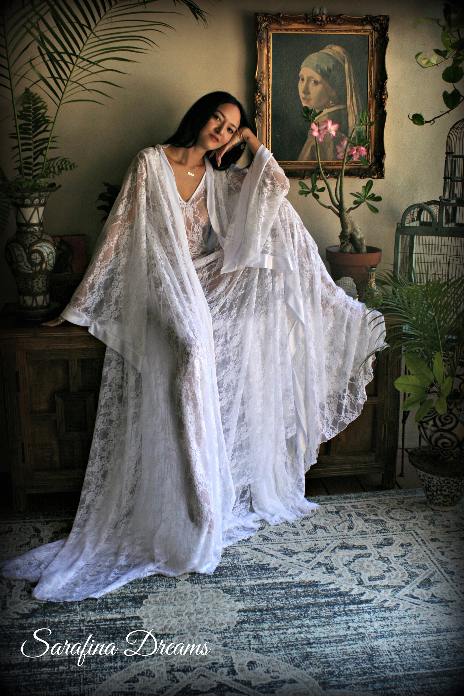 Bridal Lace Nightgown And Robe Set Wedding Peignoir White Lace Bridal Lingerie Wedding Sleepwear Kimono Robe Lace Nightgown Art Deco Bridal