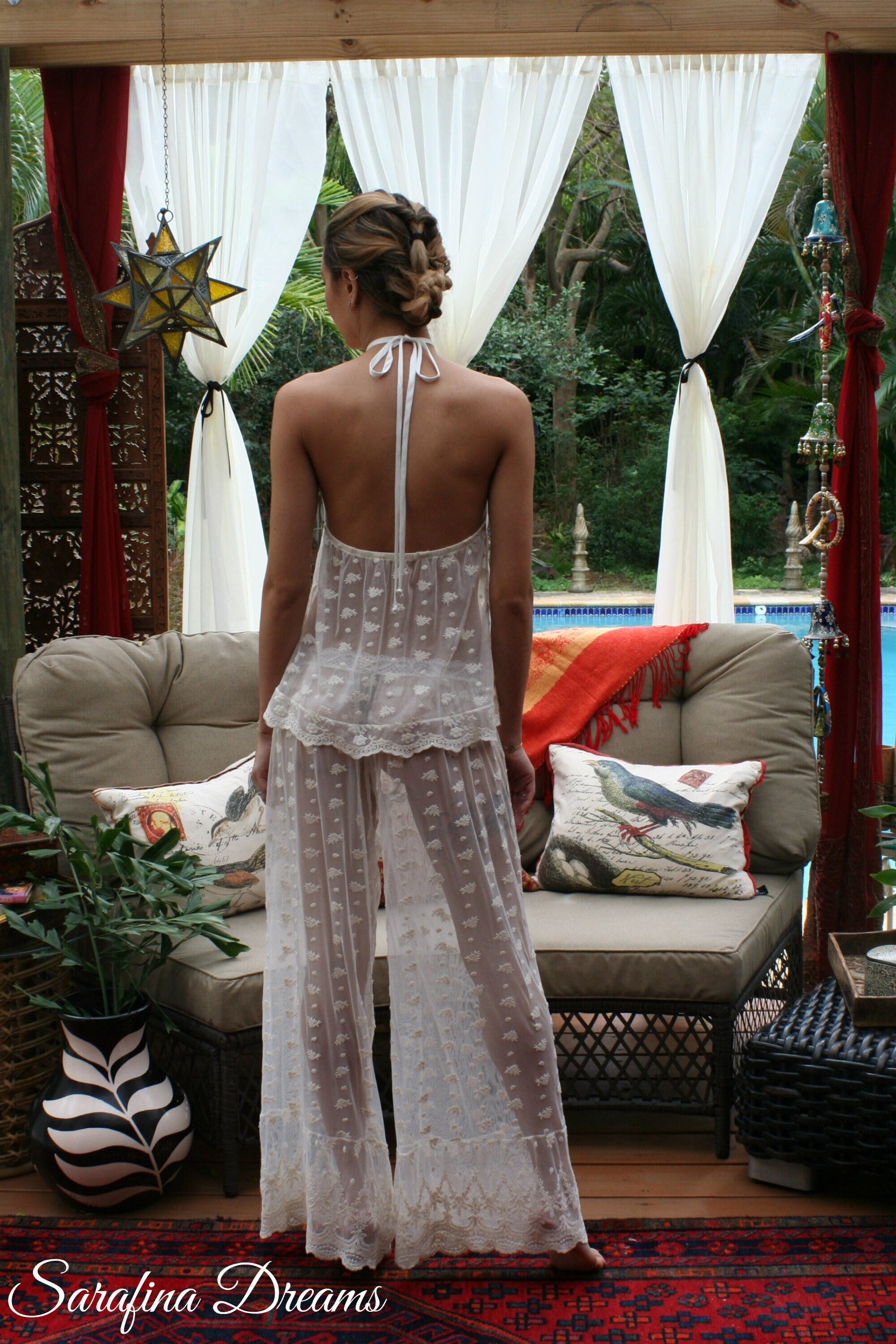 Lace Halter Pajama Bridal Lingerie Bridal Sleepwear Wedding Lingerie Lace Lingerie Wedding Pajamas