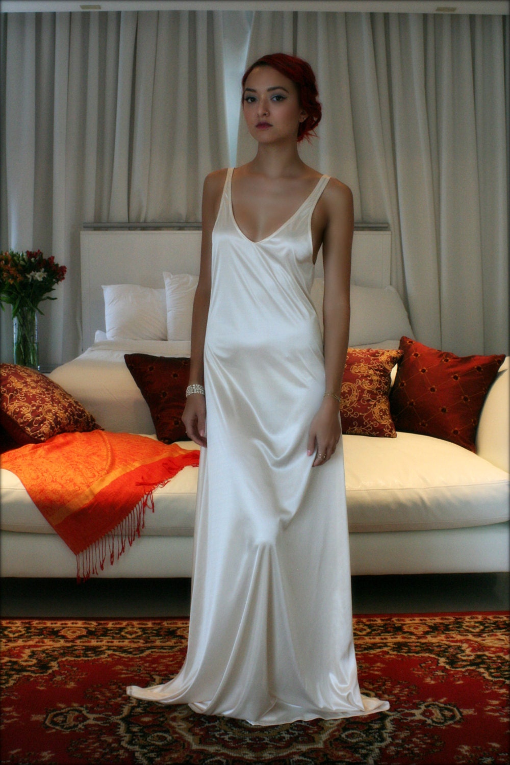 Bridal Nightgown Satin Slip Dress Liner Bridal Slip Wedding Slip Formal Length Slip Bridal Lingerie Wedding Lingerie Sleepwear