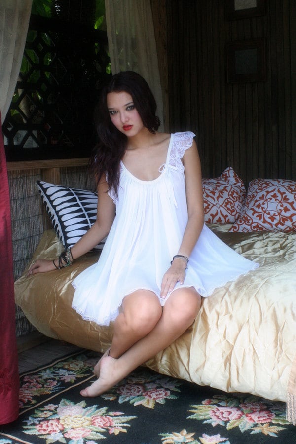 Nylon Baby Doll Nightgown In The Shadows Of Moonlight  Bridal Sleepwear Lingerie Wedding Honeymoon Gown