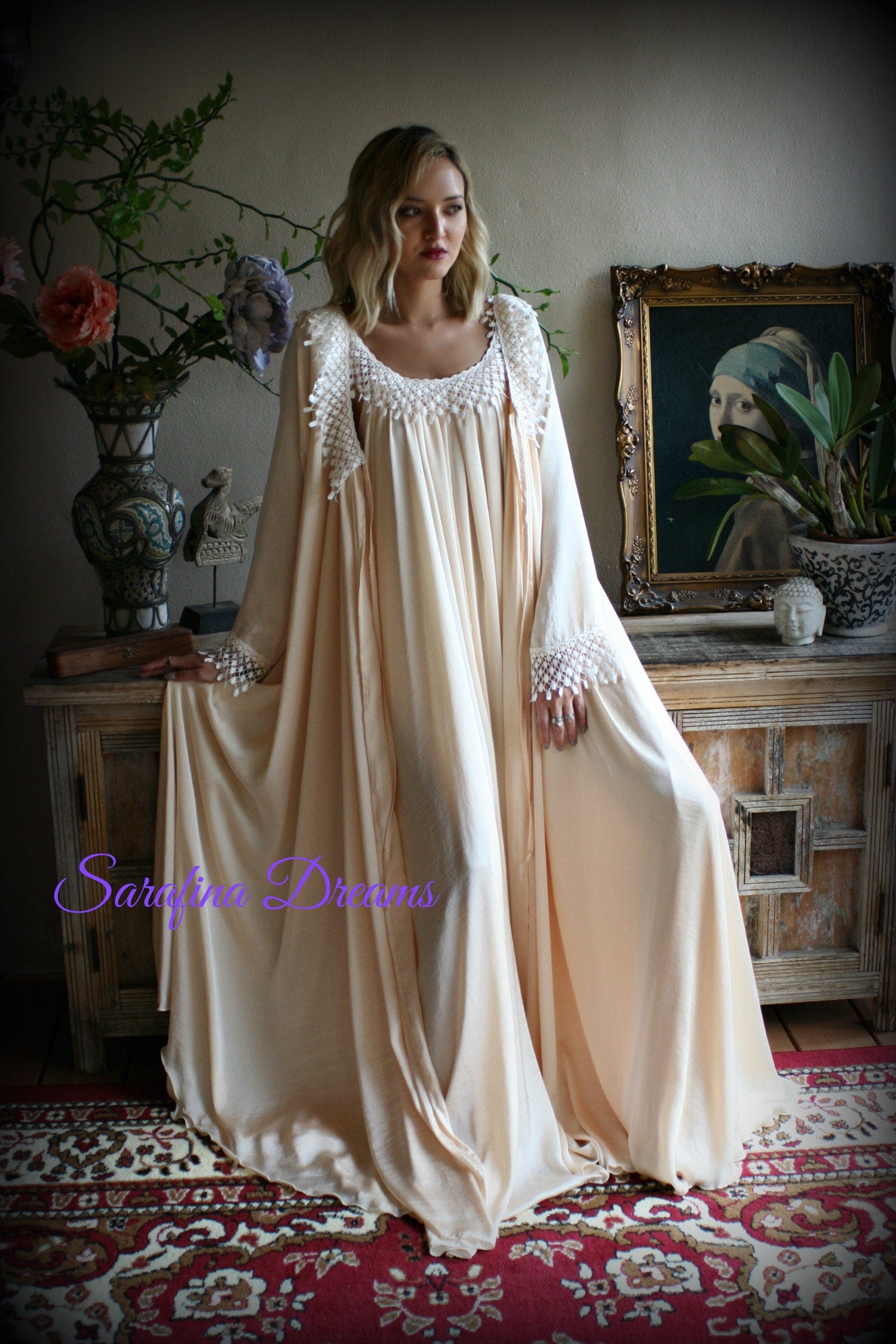 Satin Nightgown Blush White Satin Lingerie Satin Bridal Nightgown Wedding Lingerie Bridal Lace Sleepwear Satin Sleepwear Bridal Lingerie