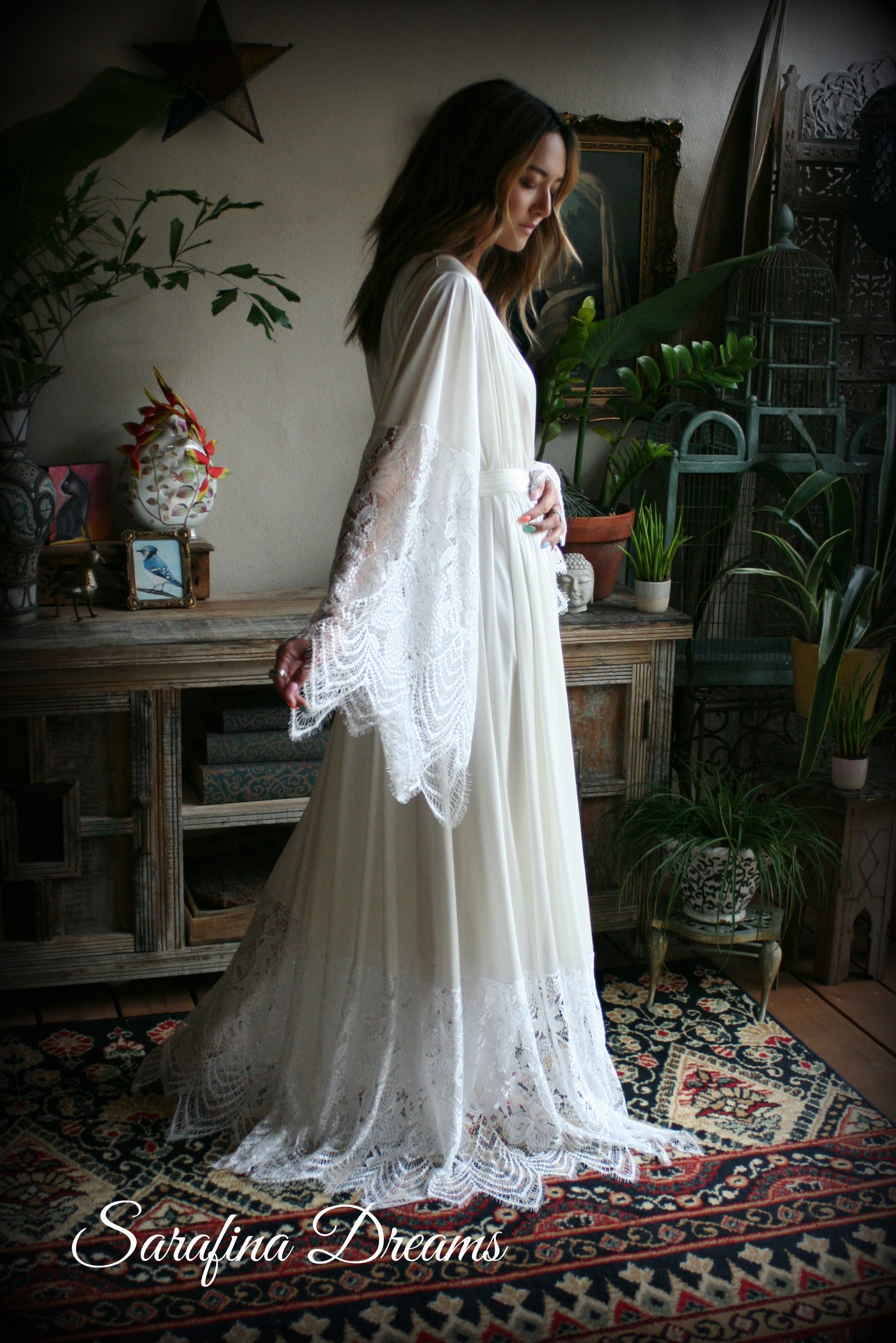 Bridal Satin And Lace Robe Wedding Sleepwear Bridal Robe Lingerie Wedding Lingerie Lace Sleepwear Honeymoon Kimono Lingerie